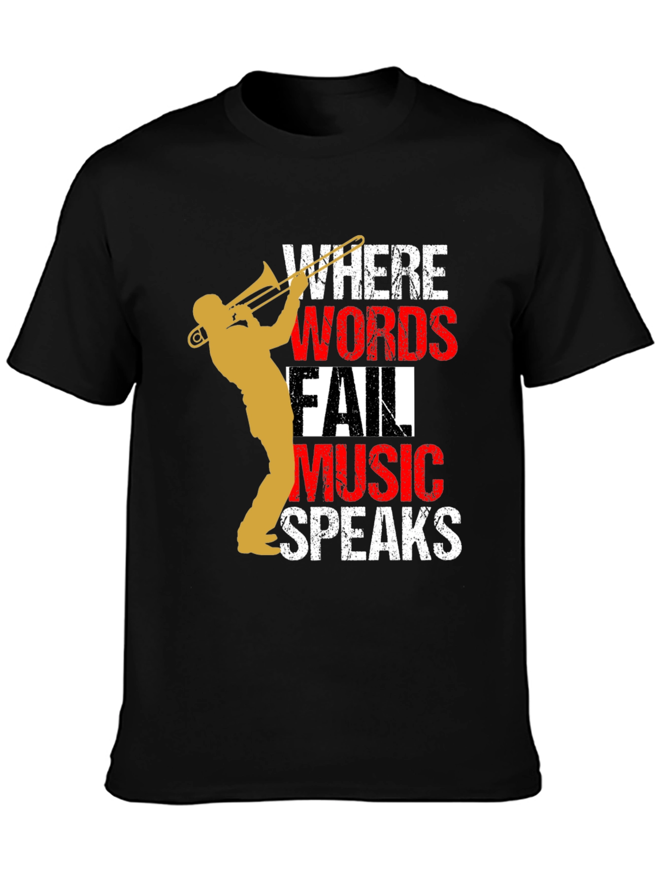 Music Speaks Mens T-Shirt - Trombone Player Tee