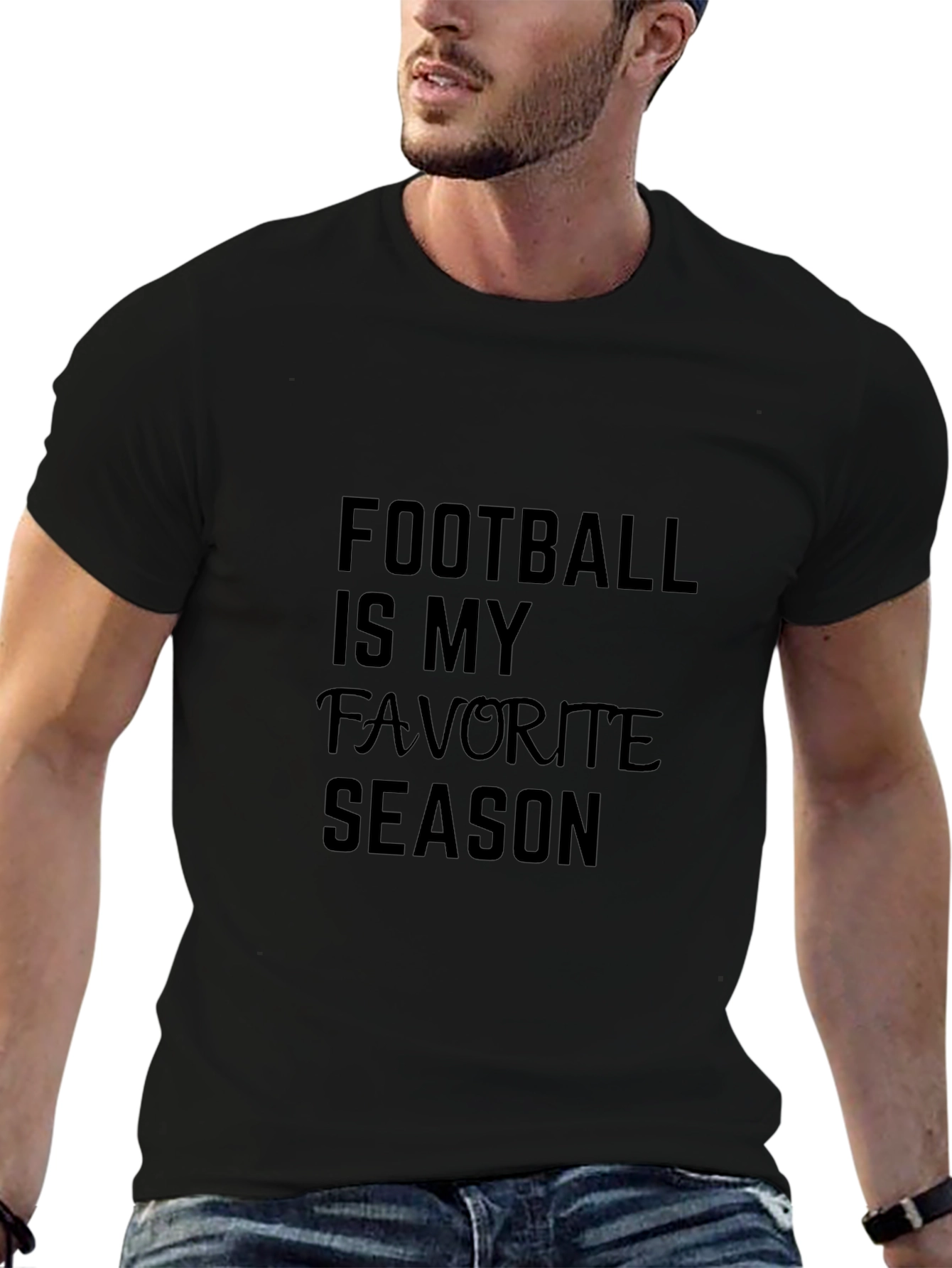 Football Is My Favorite Season Black T-Shirt