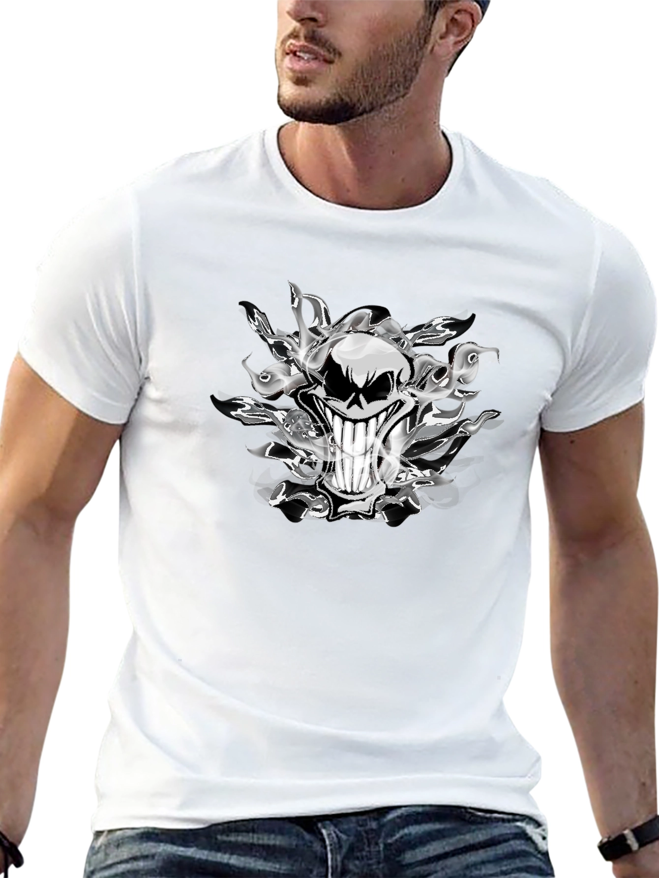 Smoked Skull Graphic Tee - Mens Black T-Shirt