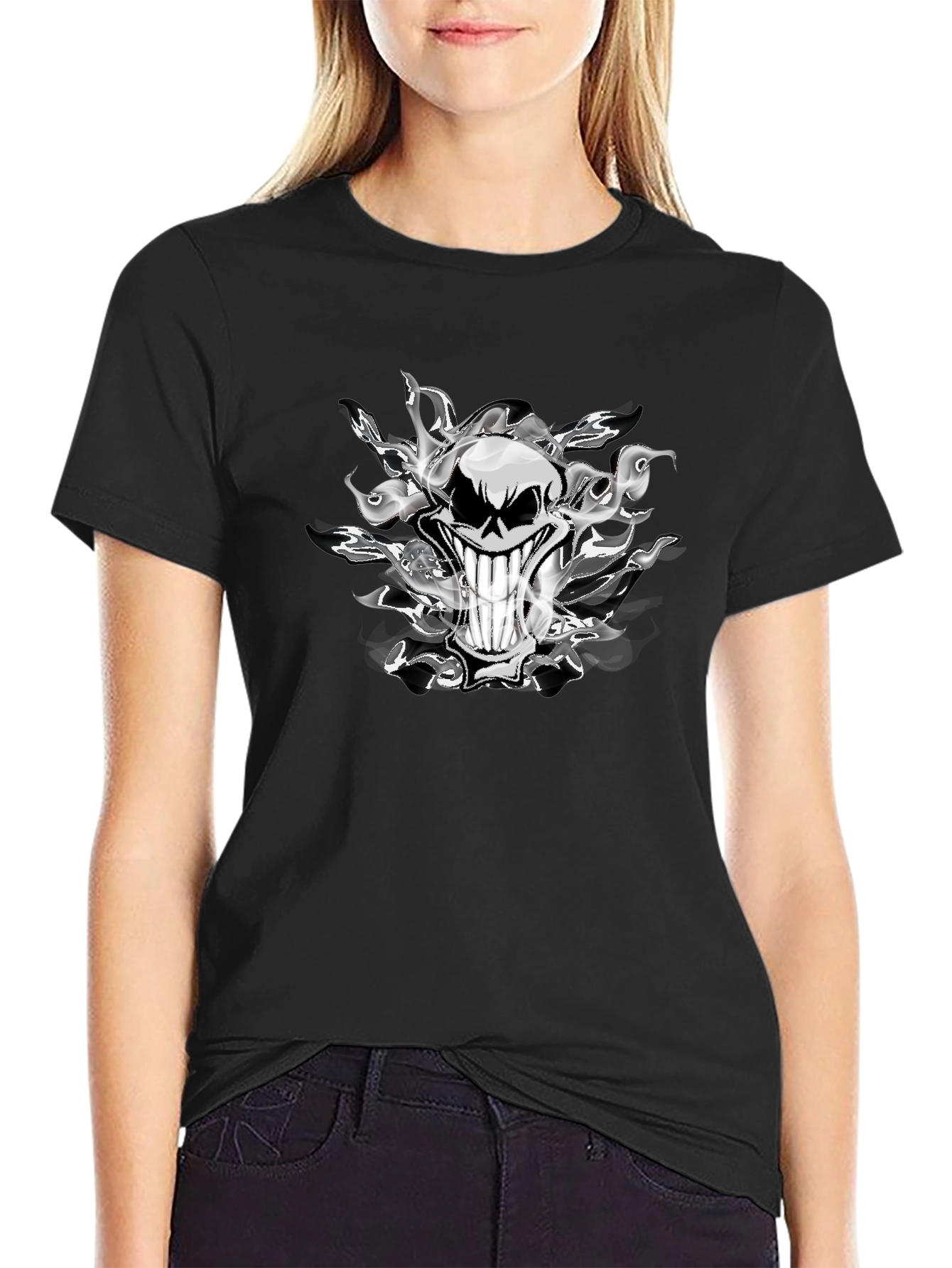 Smoked Skull Graphic Tee - Mens Black T-Shirt