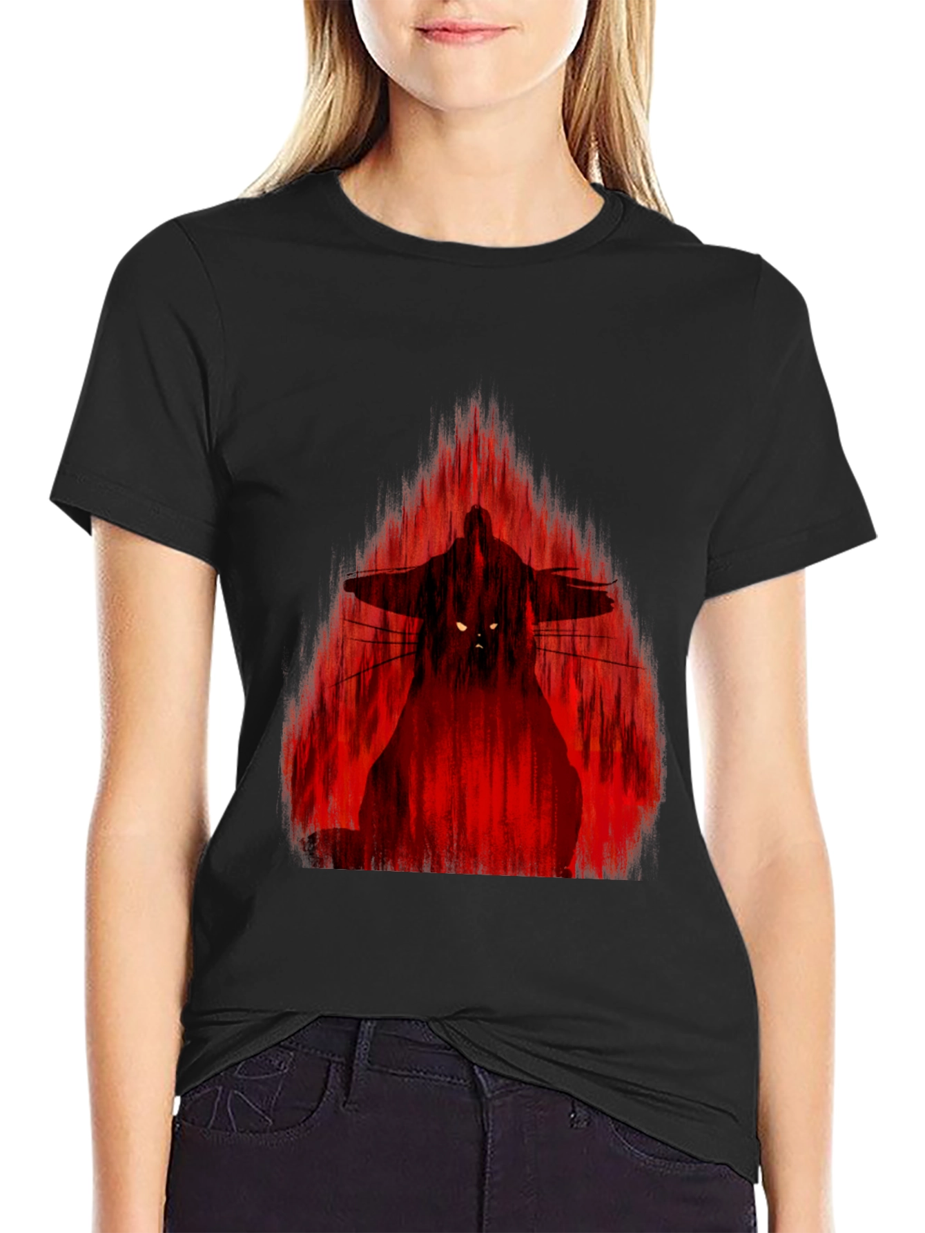 Samurai Warrior Graphic Print Black T-Shirt