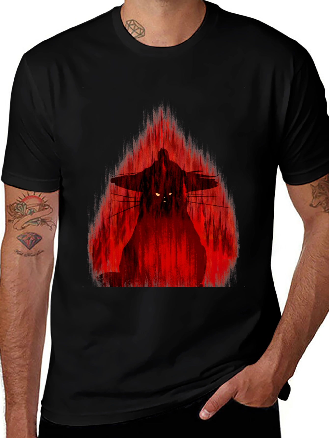 Samurai Warrior Graphic Print Black T-Shirt