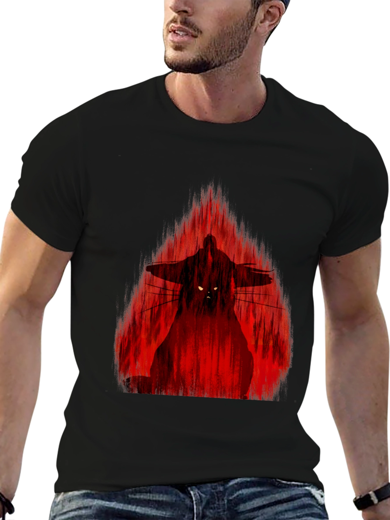 Samurai Warrior Graphic Print Black T-Shirt