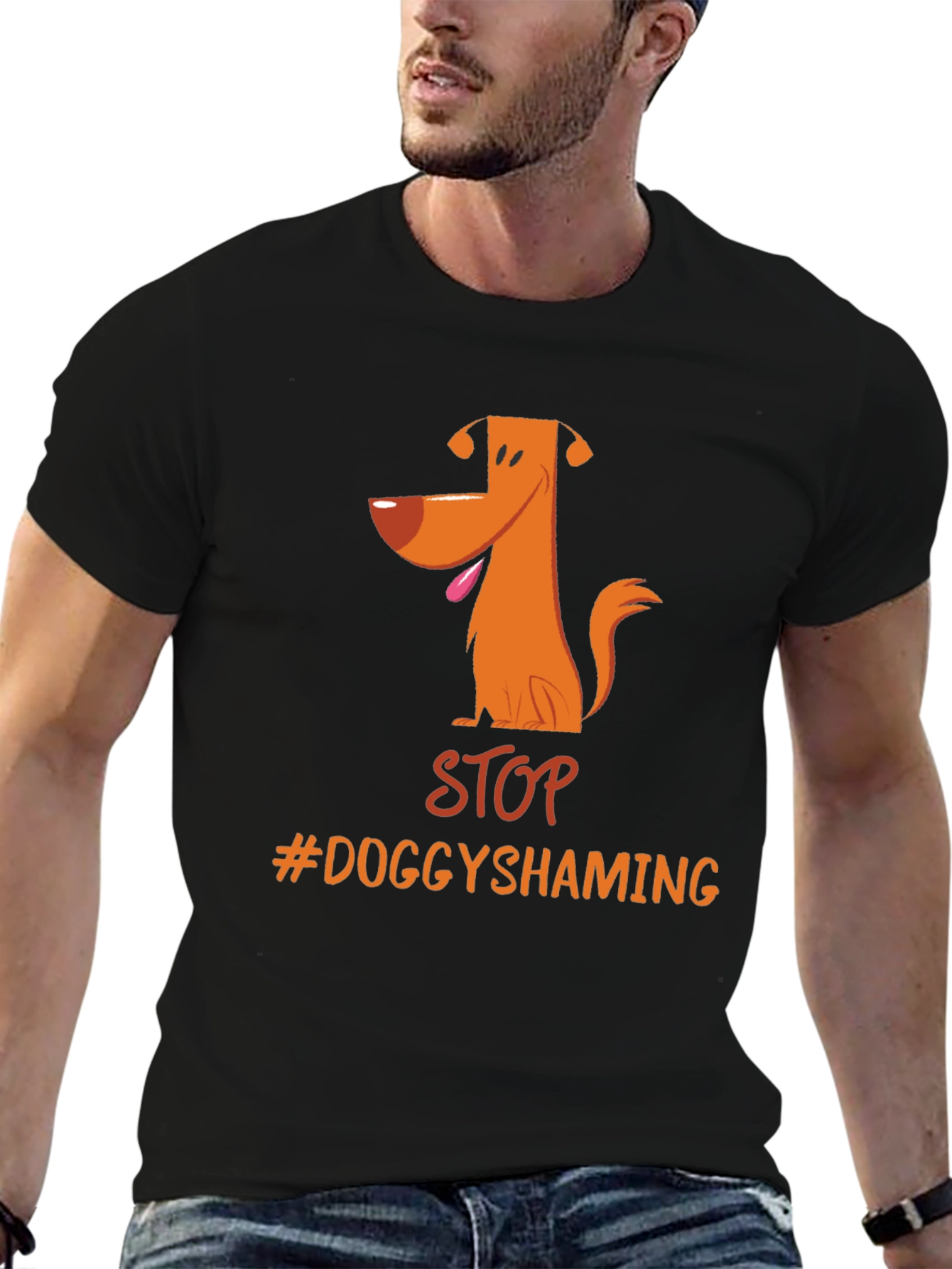 Stop Doggy Shaming T-Shirt - Black Cotton