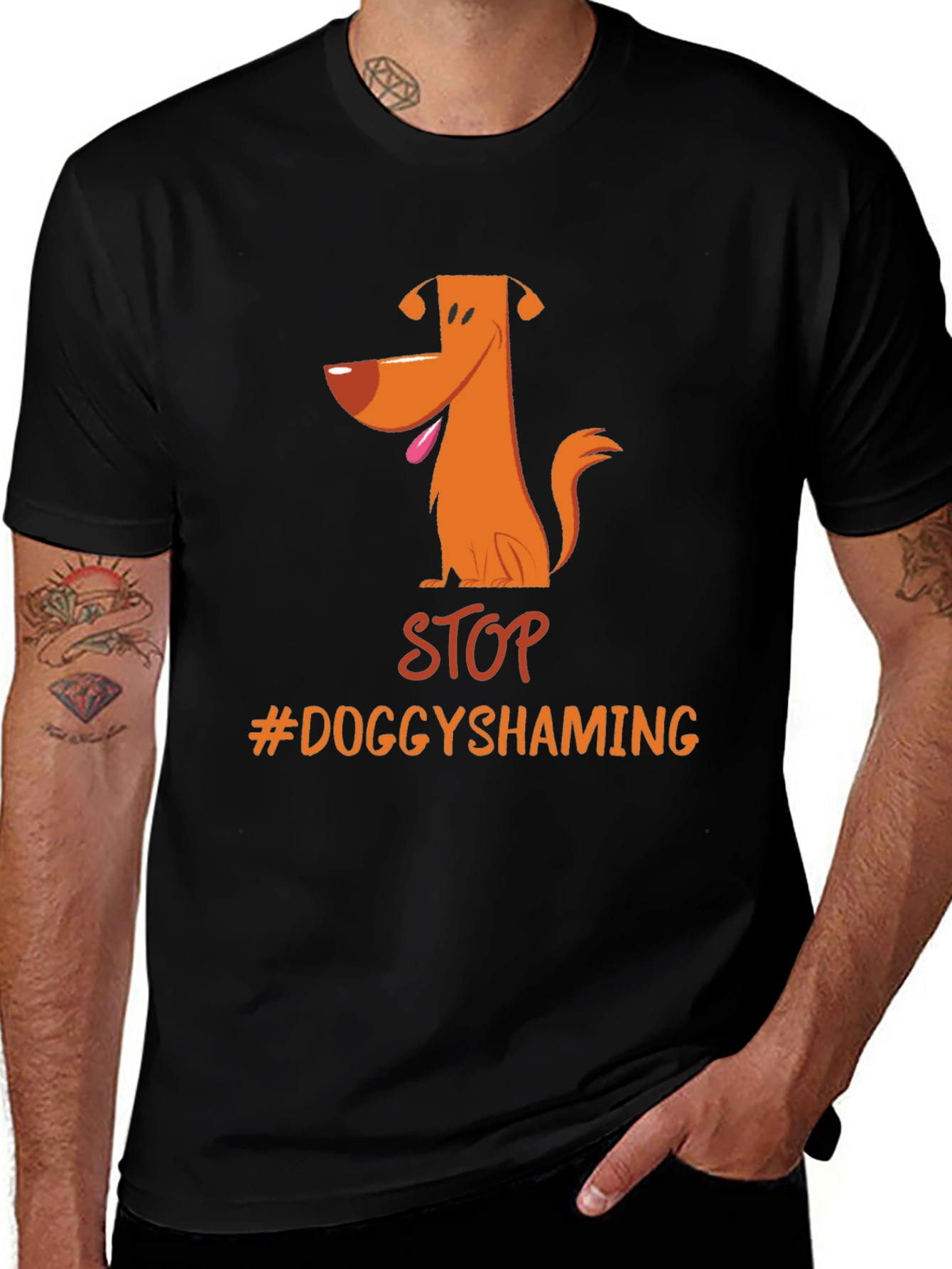 Stop Doggy Shaming T-Shirt - Black Cotton