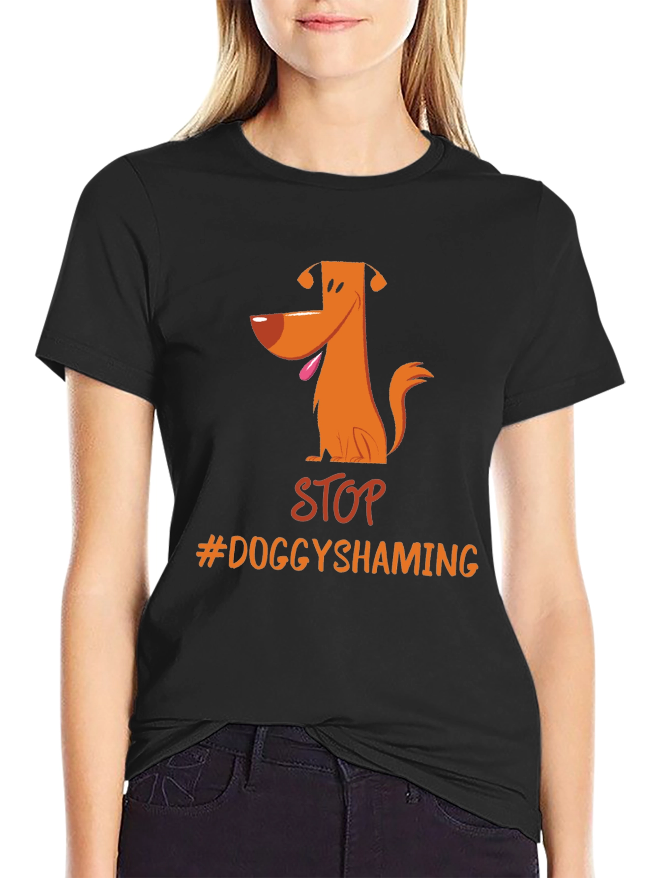 Stop Doggy Shaming T-Shirt - Black Cotton