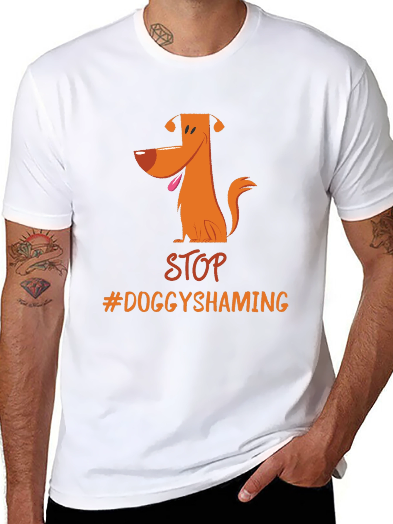 Stop Doggy Shaming T-Shirt - Black Cotton