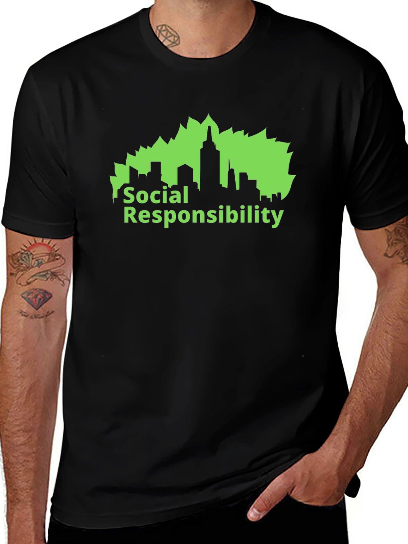 Social Responsibility Graphic Tee - Black Cotton Blend