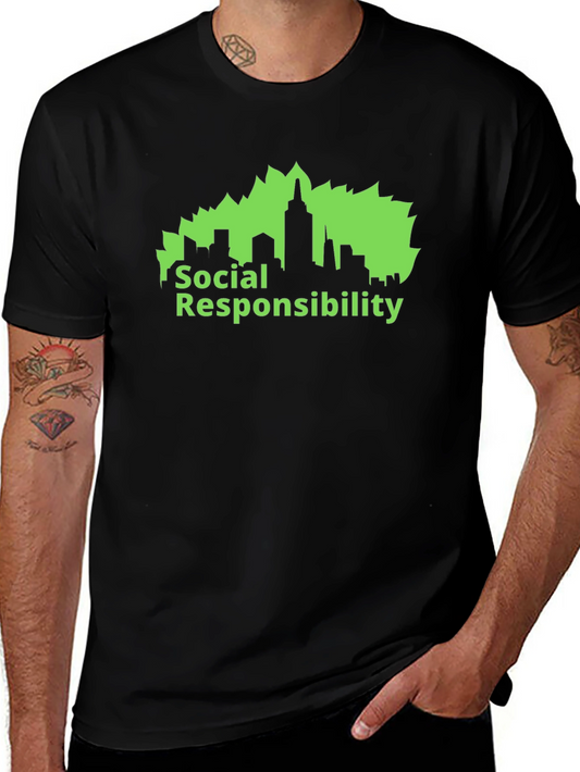 Social Responsibility Graphic Tee - Black Cotton Blend