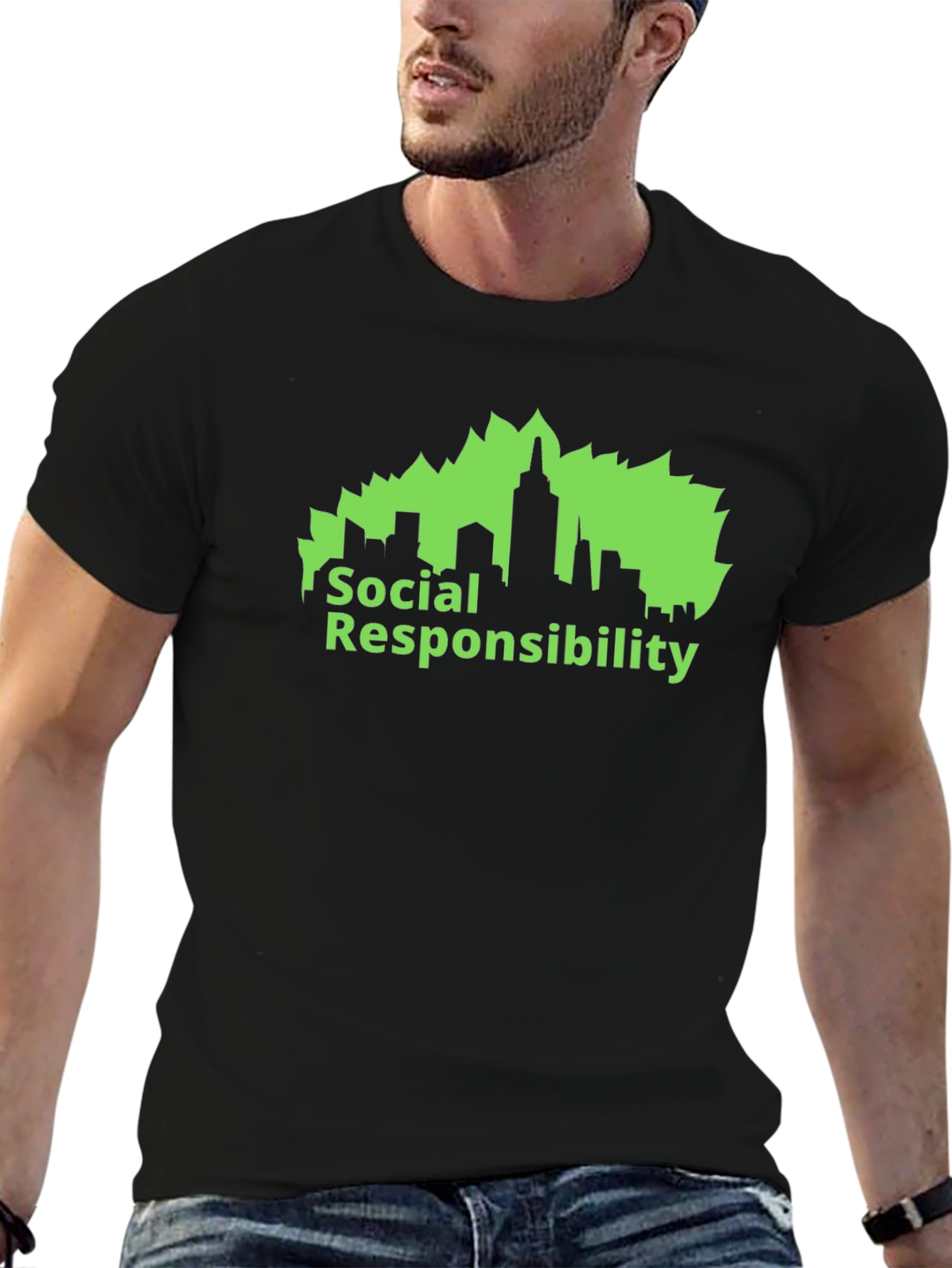 Social Responsibility Graphic Tee - Black Cotton Blend