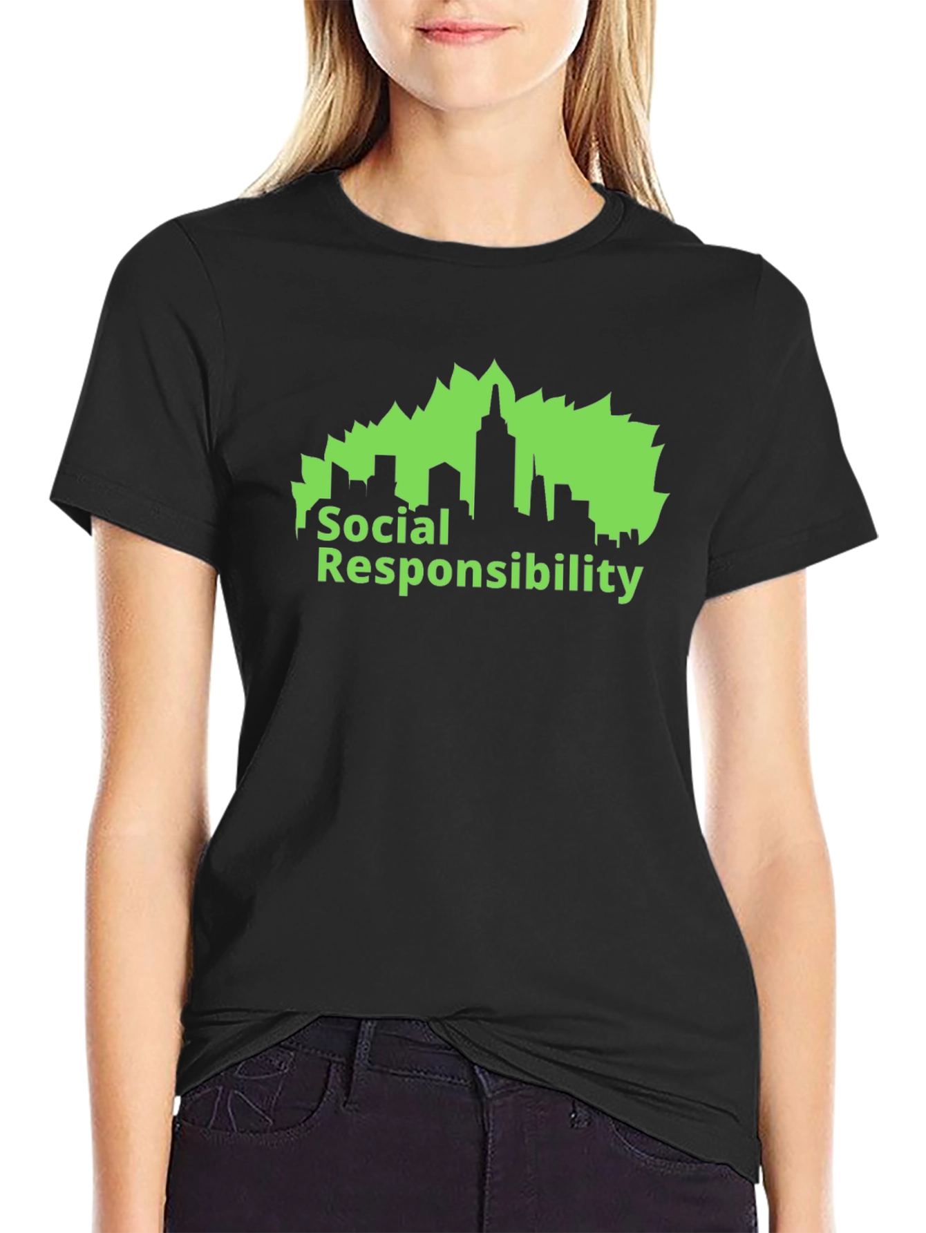 Social Responsibility Graphic Tee - Black Cotton Blend