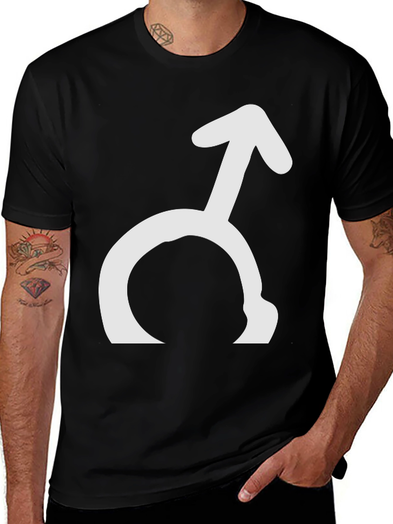 Mars Symbol Graphic Tee - Black Cotton T-Shirt