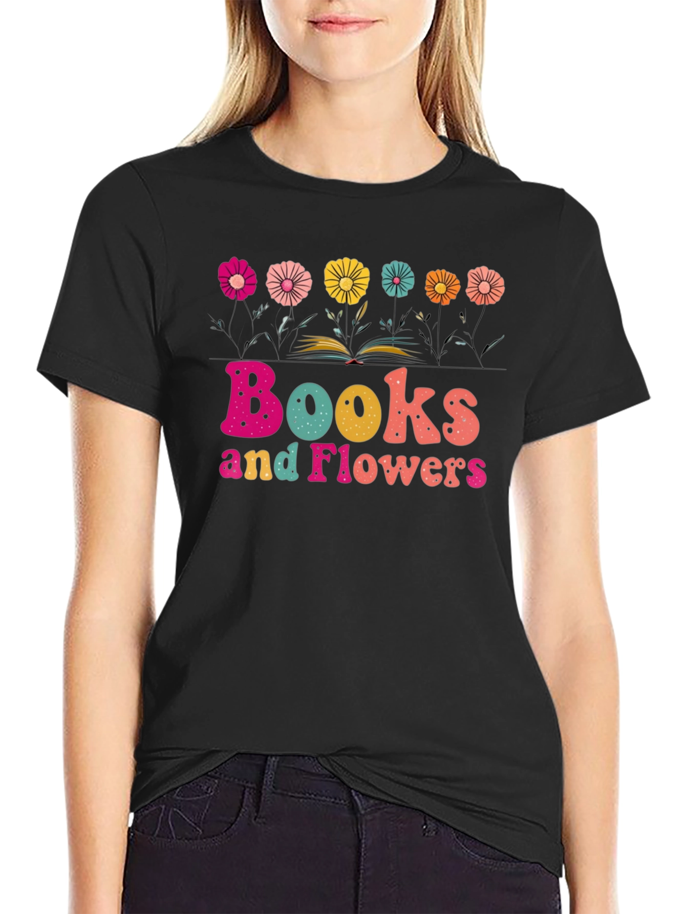 Books and Flowers Graphic Tee