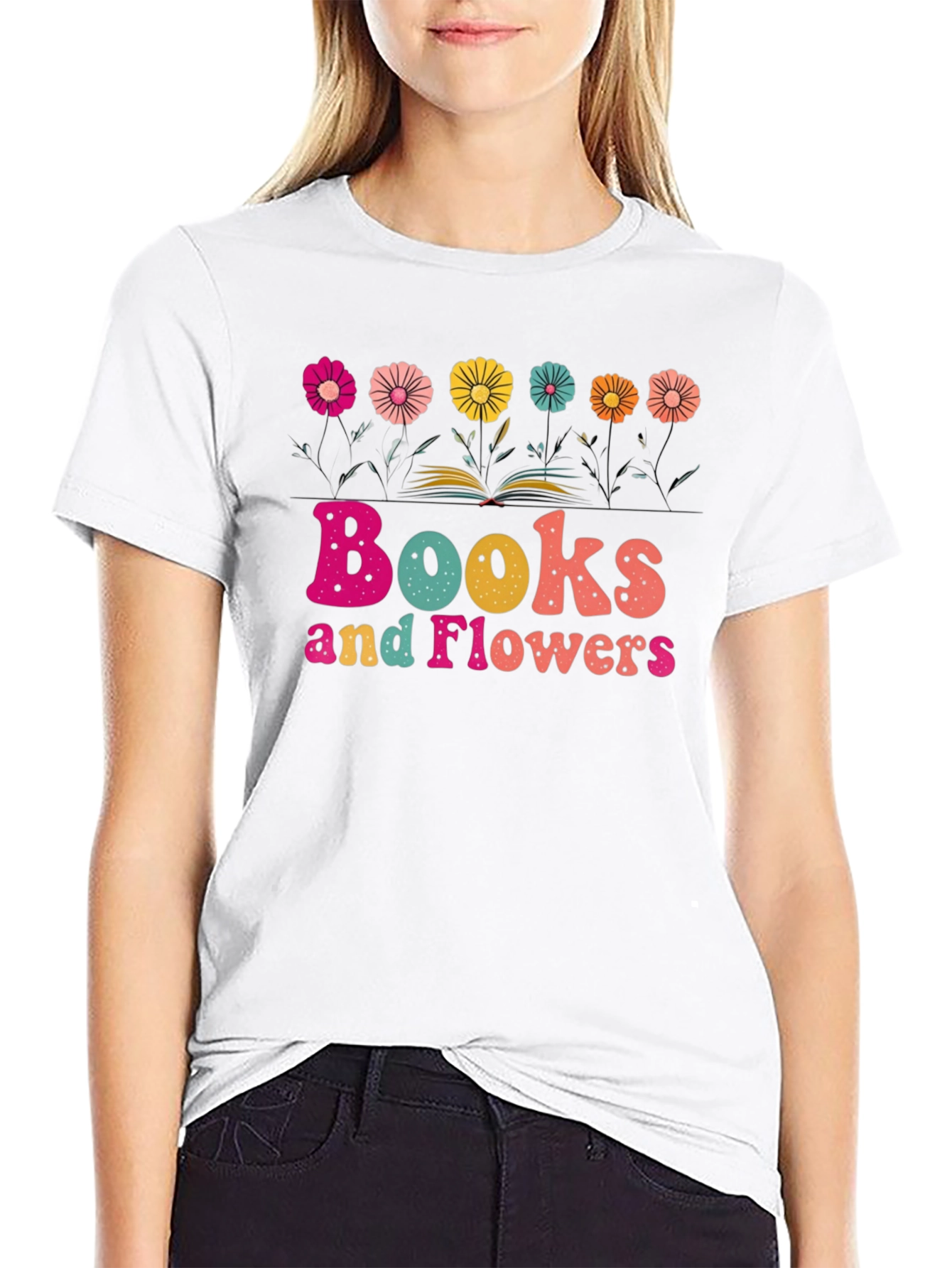 Books and Flowers Graphic Tee