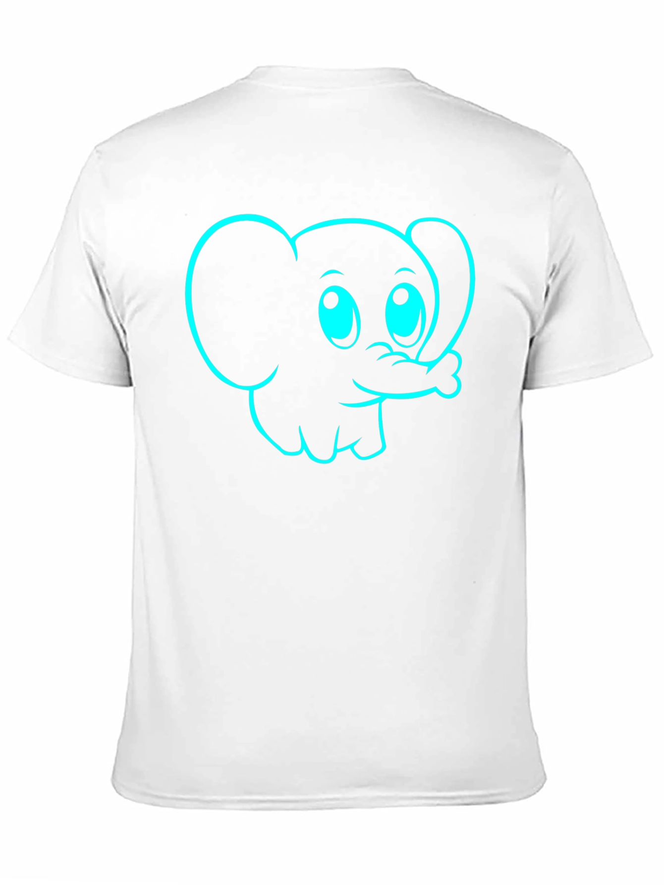 Cartoon Elephant Graphic Tee - Black Cotton T-Shirt