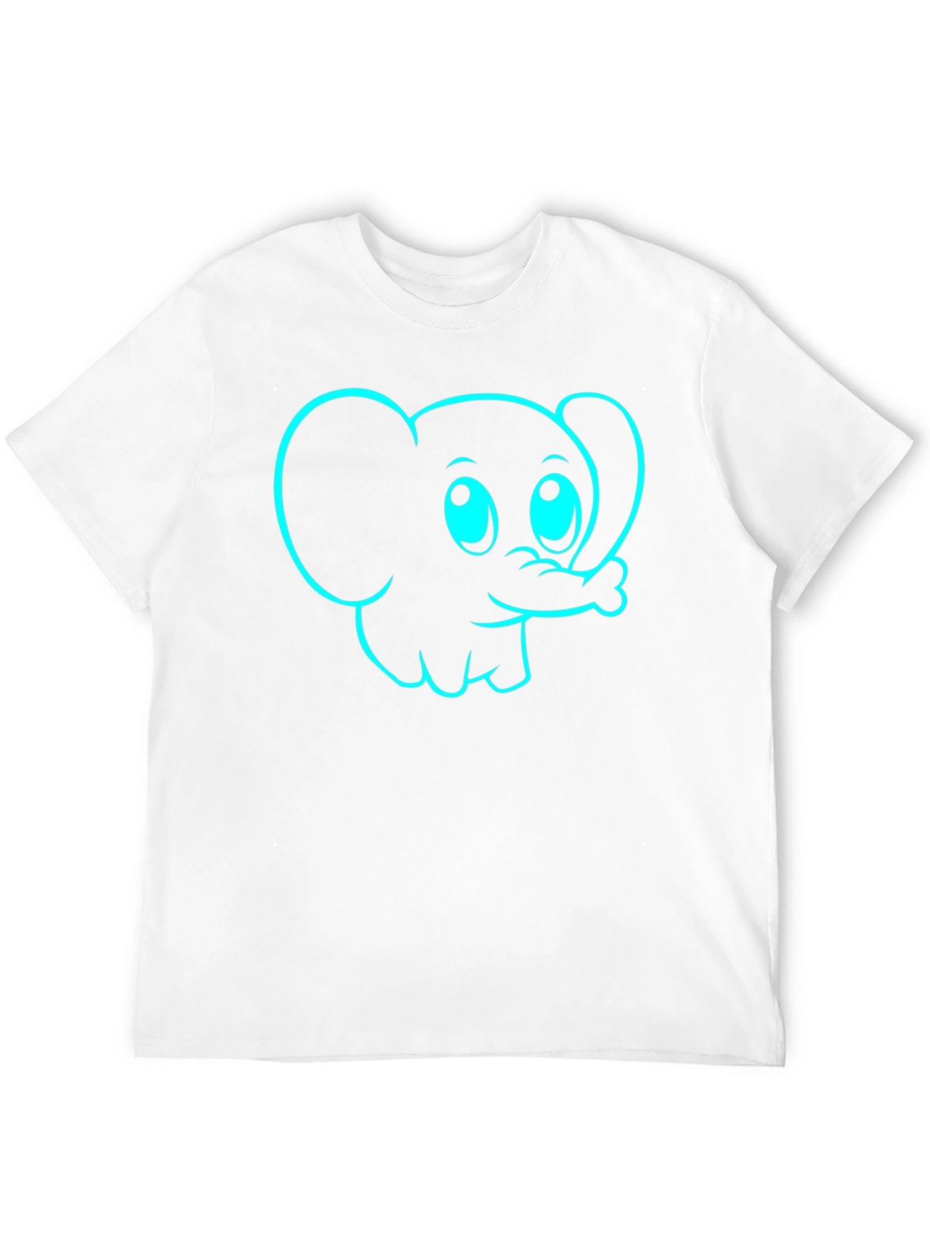 Cartoon Elephant Graphic Tee - Black Cotton T-Shirt