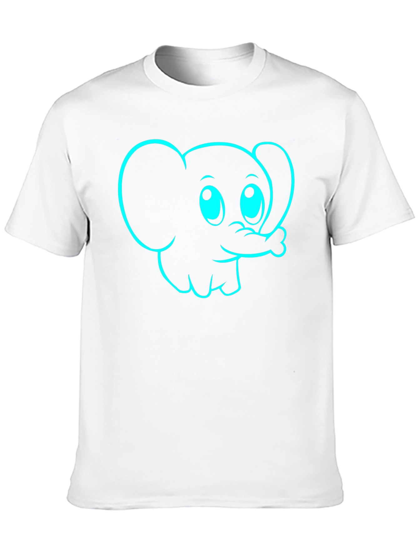 Cartoon Elephant Graphic Tee - Black Cotton T-Shirt