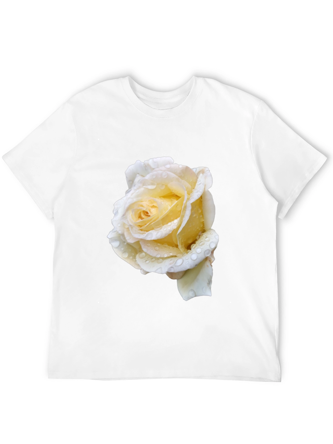 Black Tee with White Rose