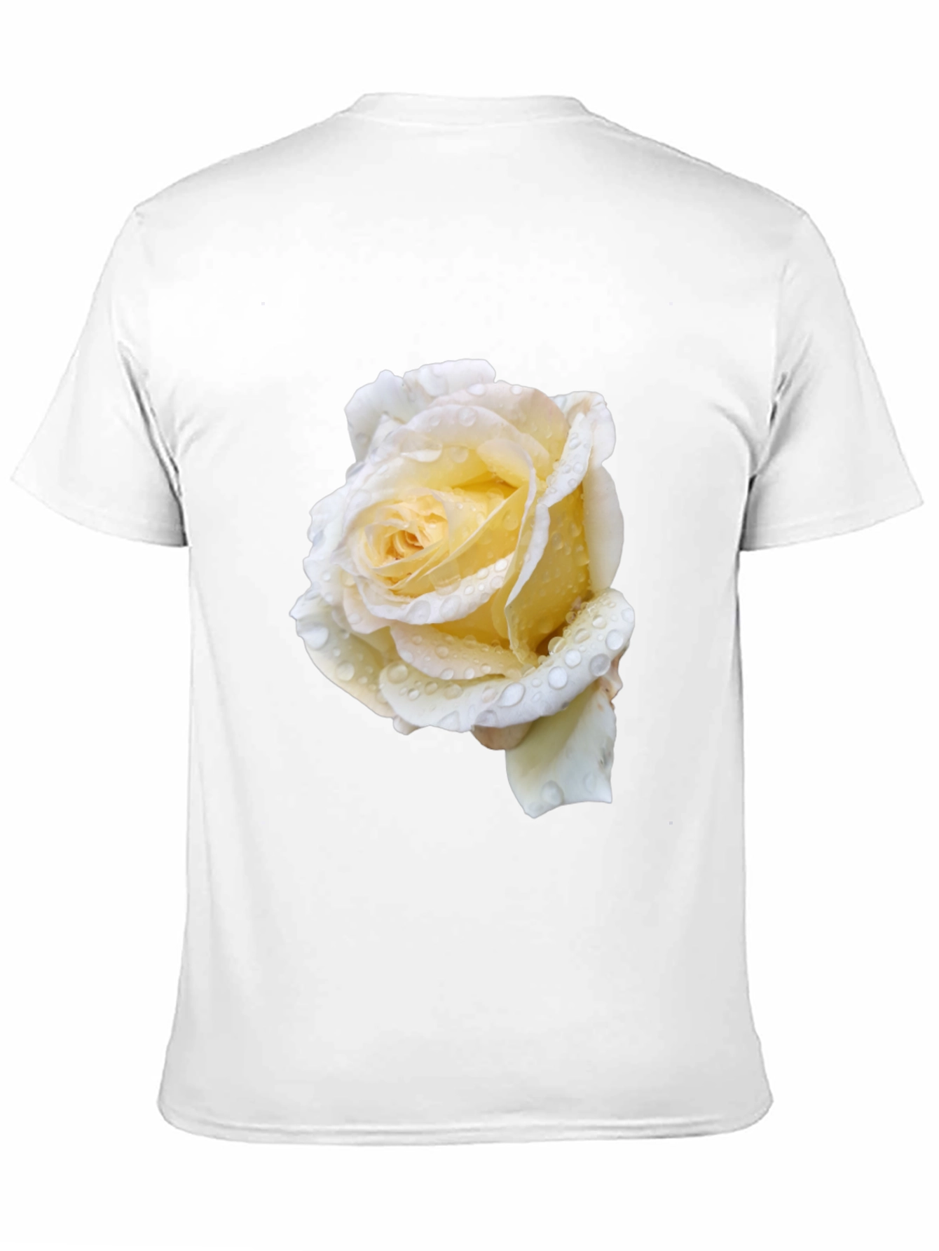 Black Tee with White Rose