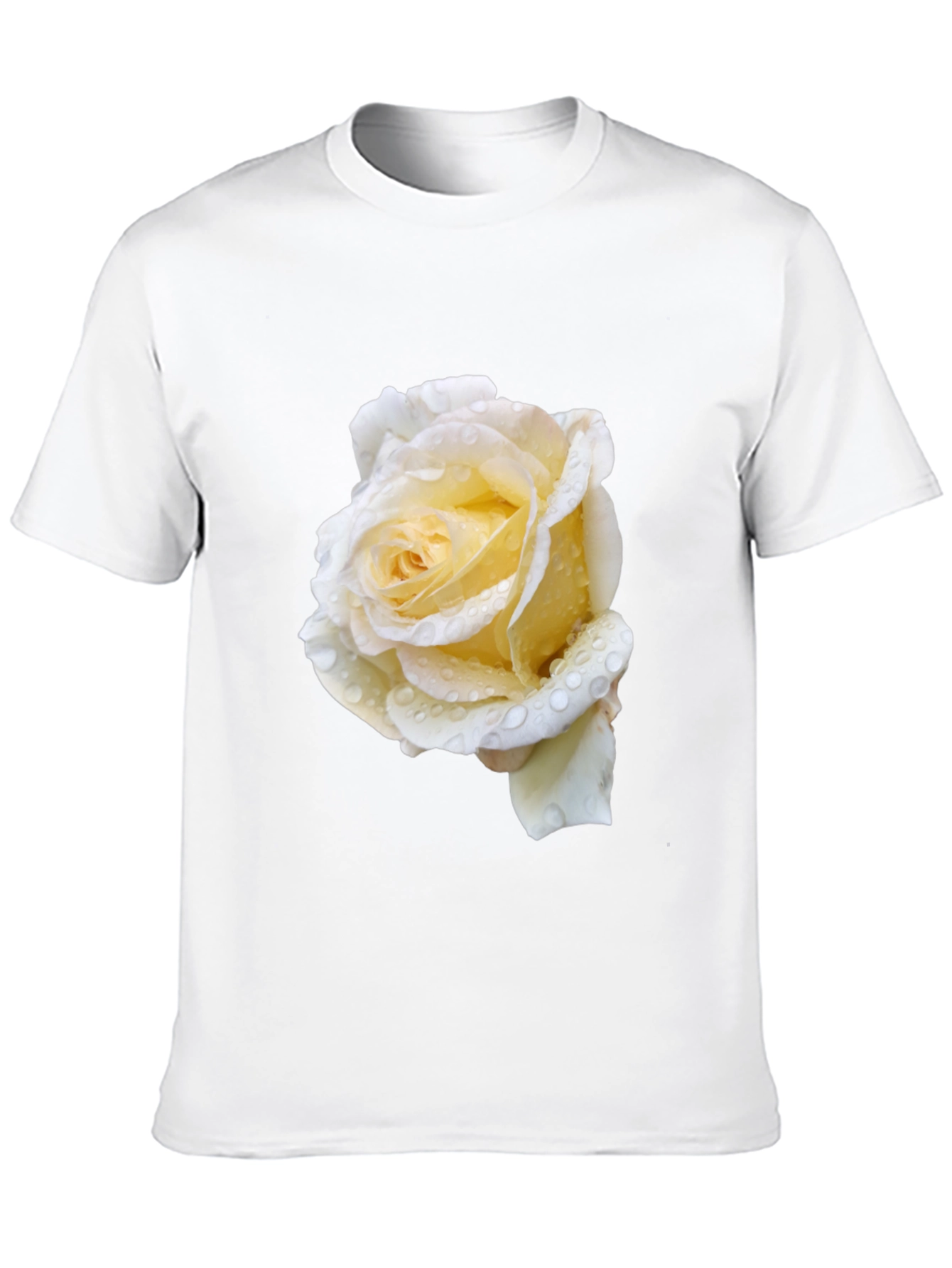 Black Tee with White Rose
