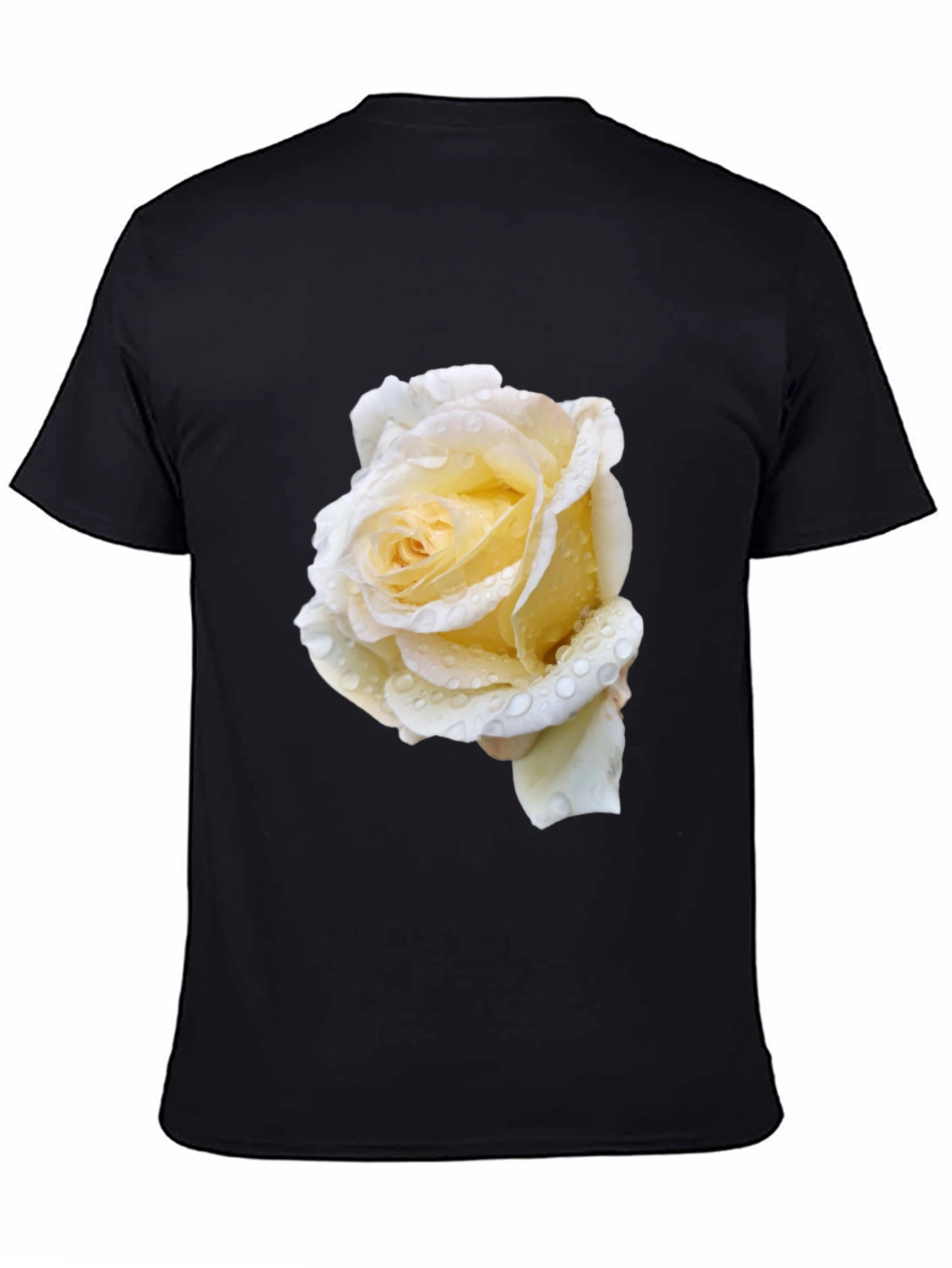 Black Tee with White Rose