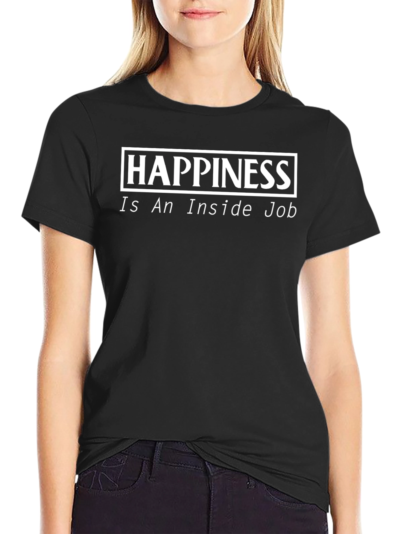 Happiness Inside Job Black T-Shirt