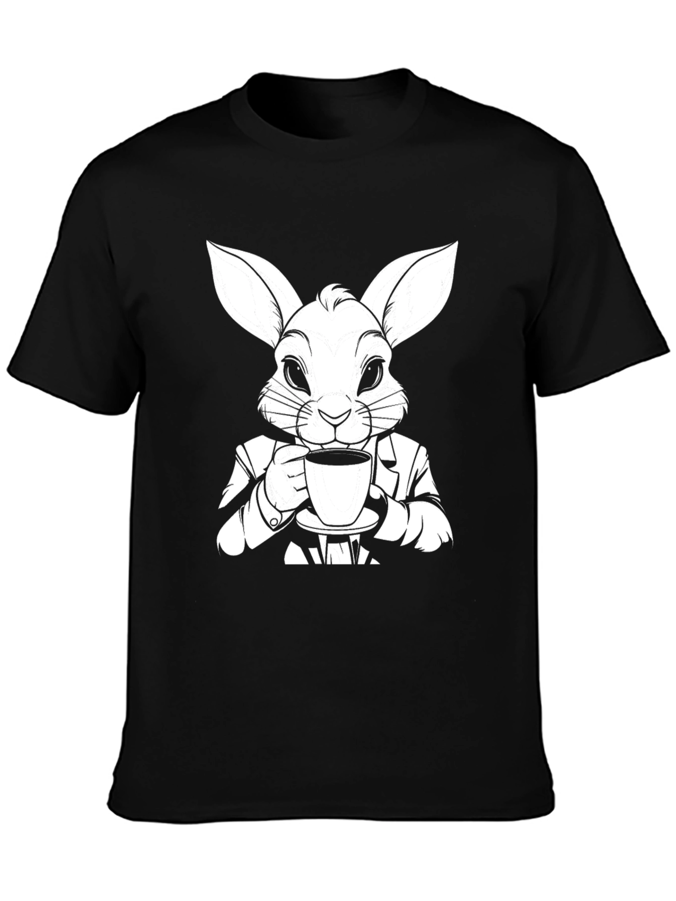 Rabbit Sipping Coffee Graphic Tee