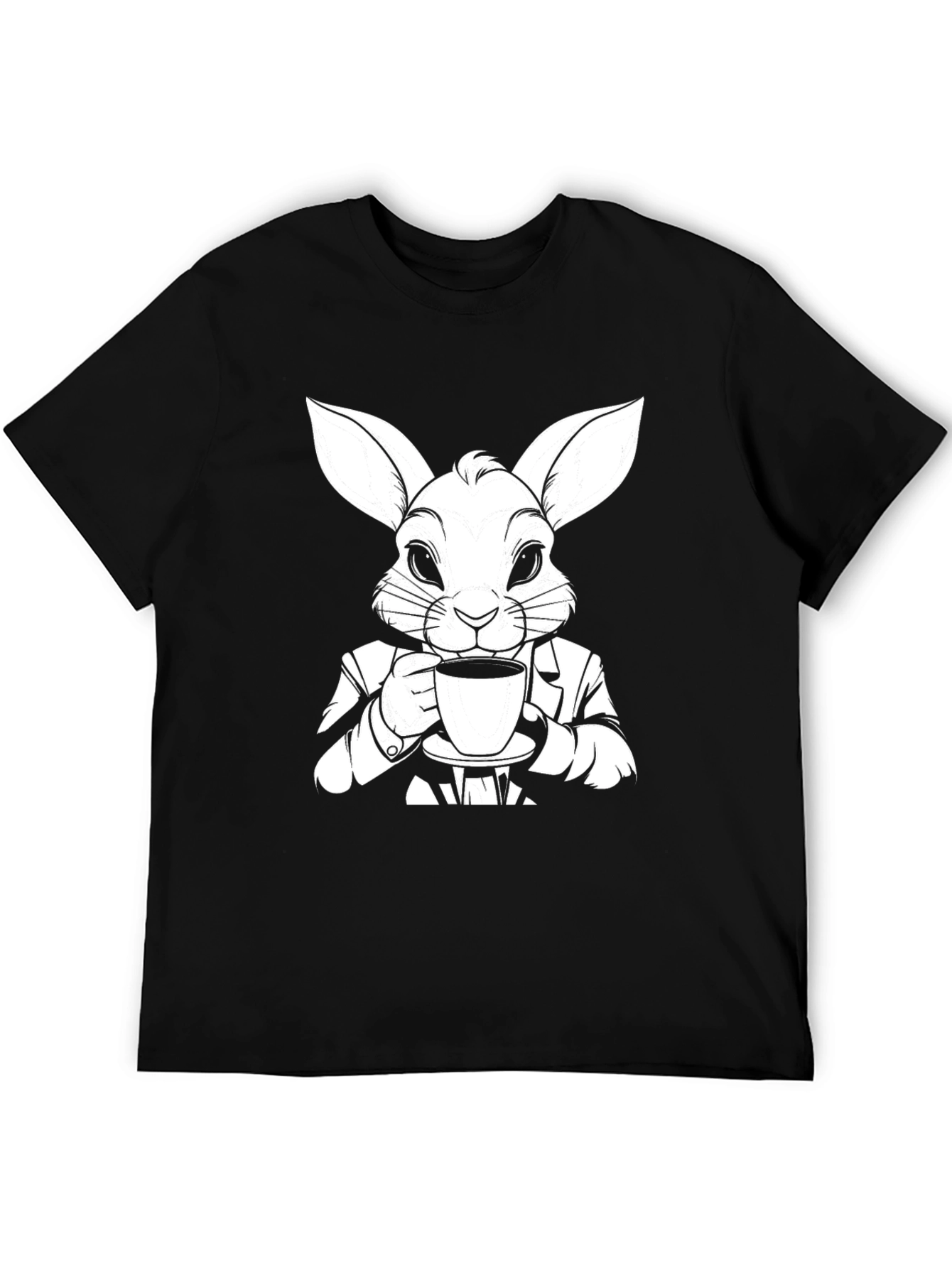 Rabbit Sipping Coffee Graphic Tee