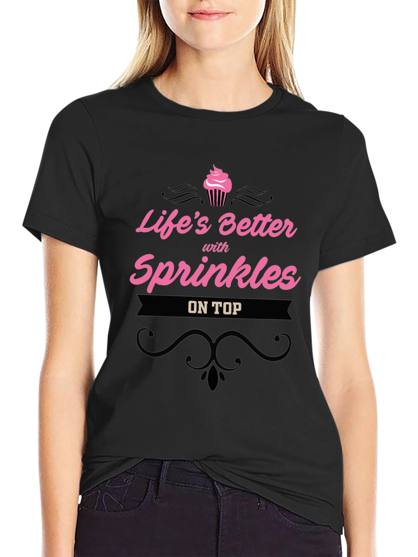 Lifes Better With Sprinkles Black T-Shirt