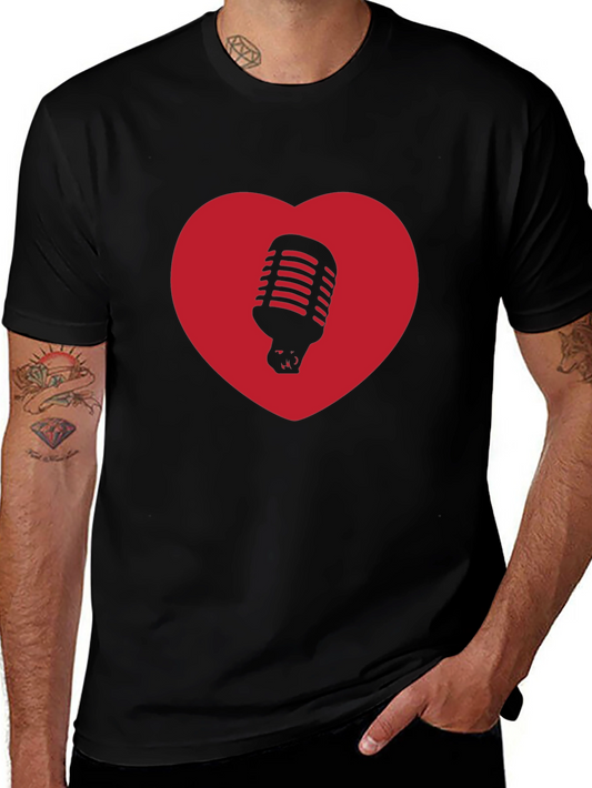 Retro Mic Heart T-Shirt - Music Lover Tee