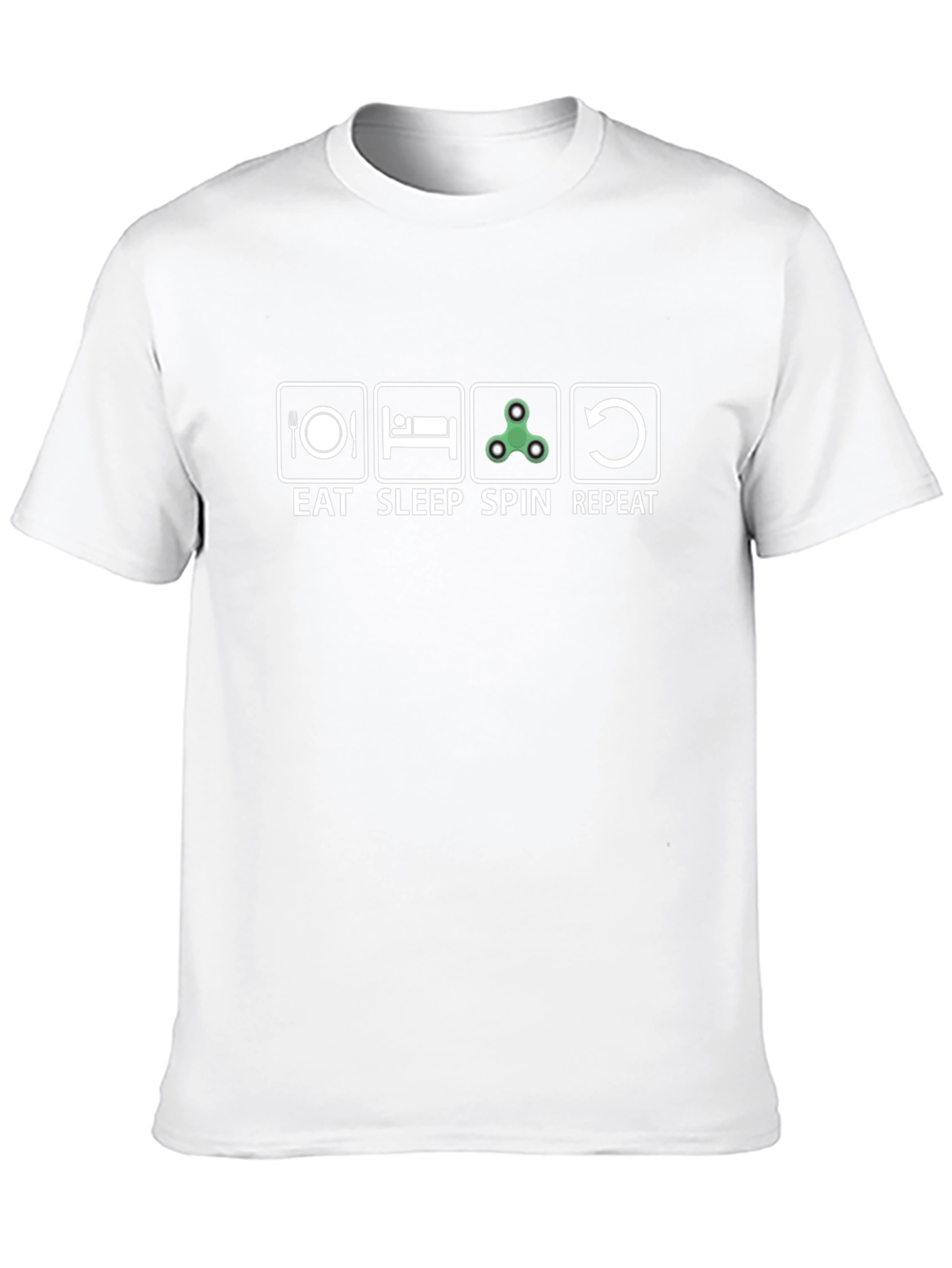 Eat Sleep Spin Repeat Black Cotton T-Shirt