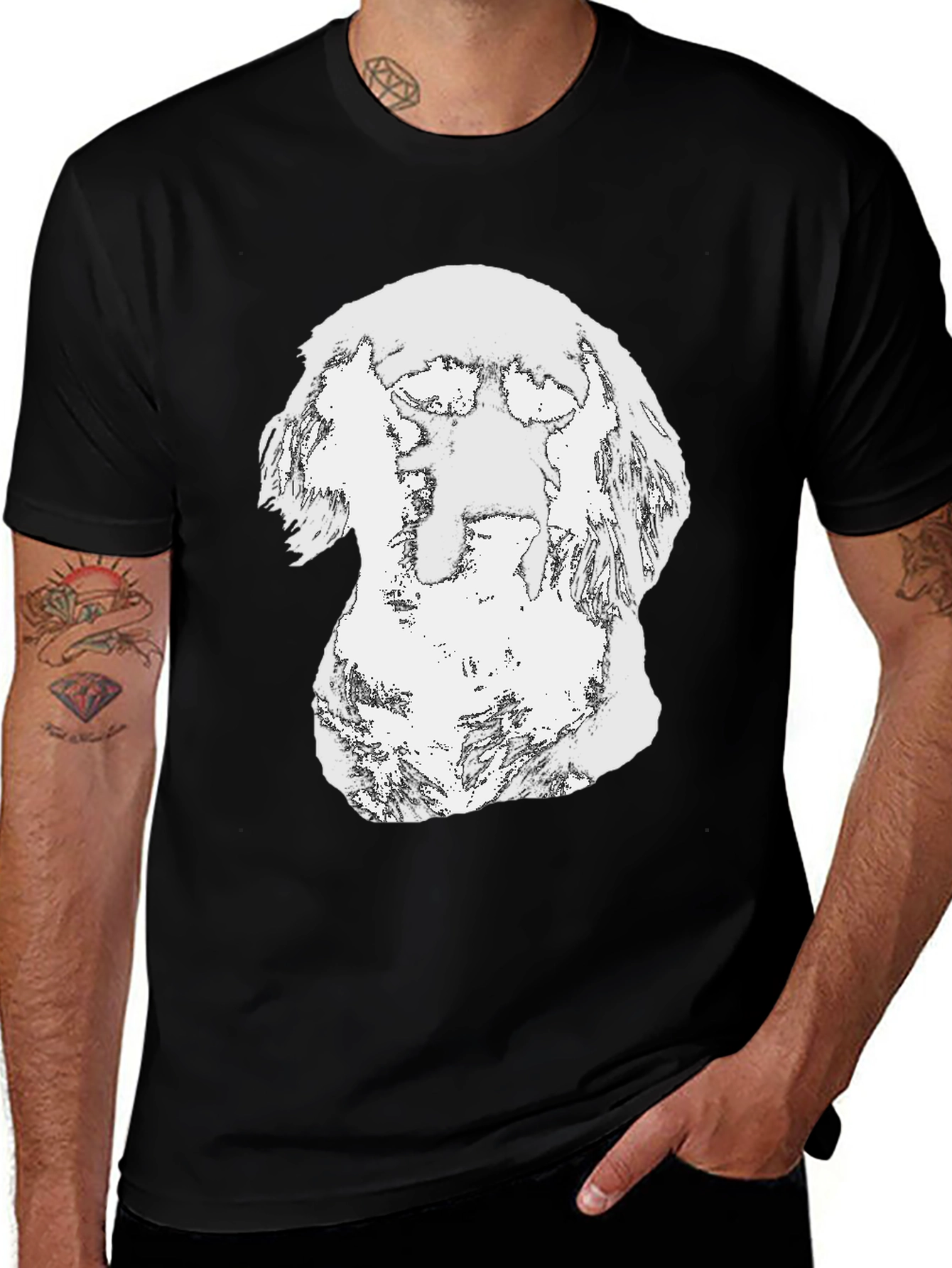 Abstract Dog Graphic Black T-Shirt