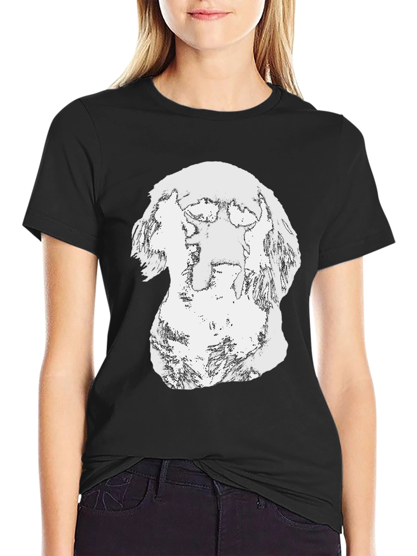Abstract Dog Graphic Black T-Shirt