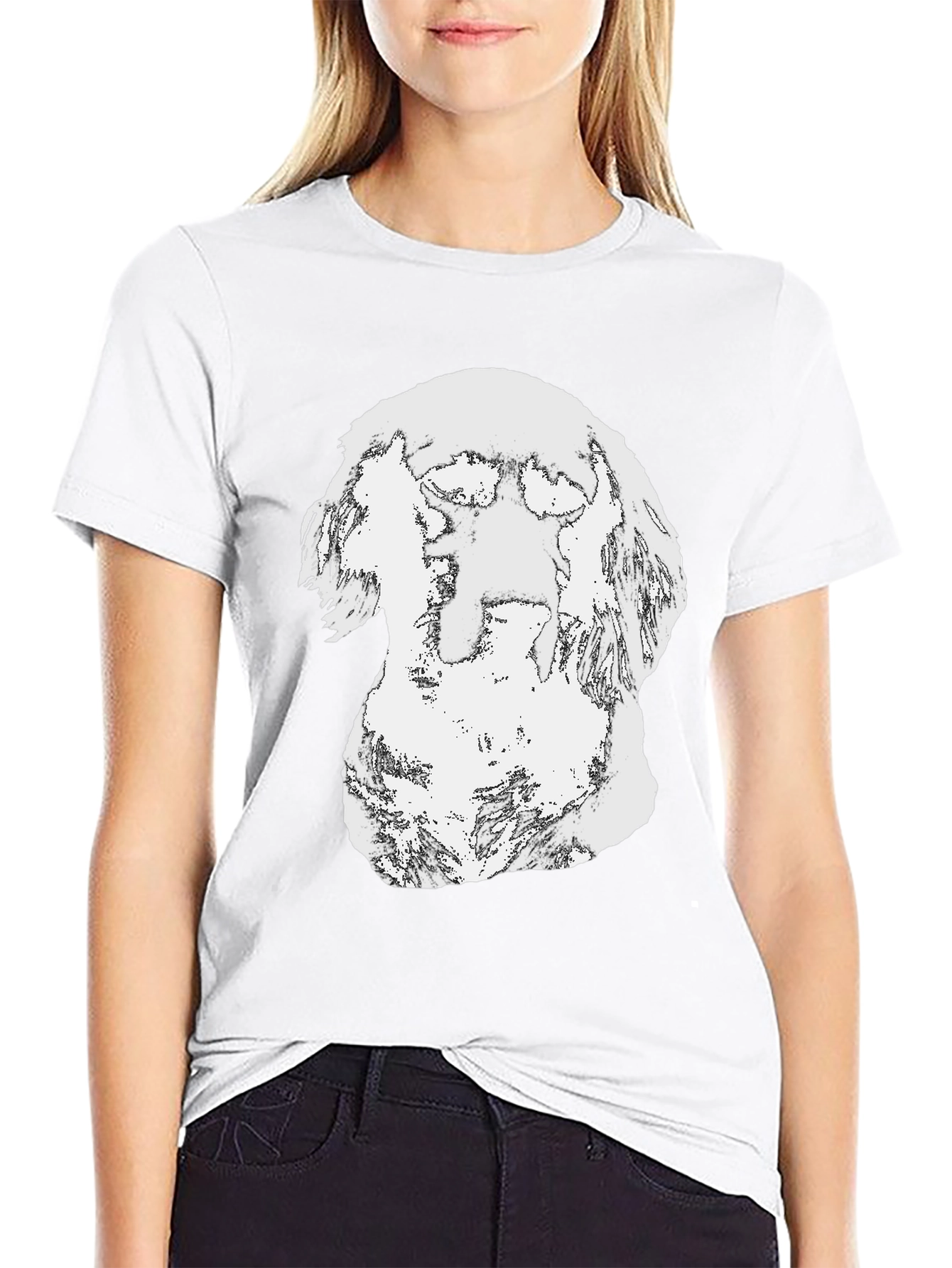 Abstract Dog Graphic Black T-Shirt