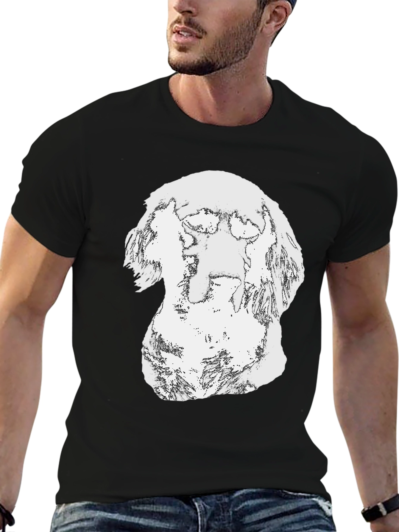 Abstract Dog Graphic Black T-Shirt