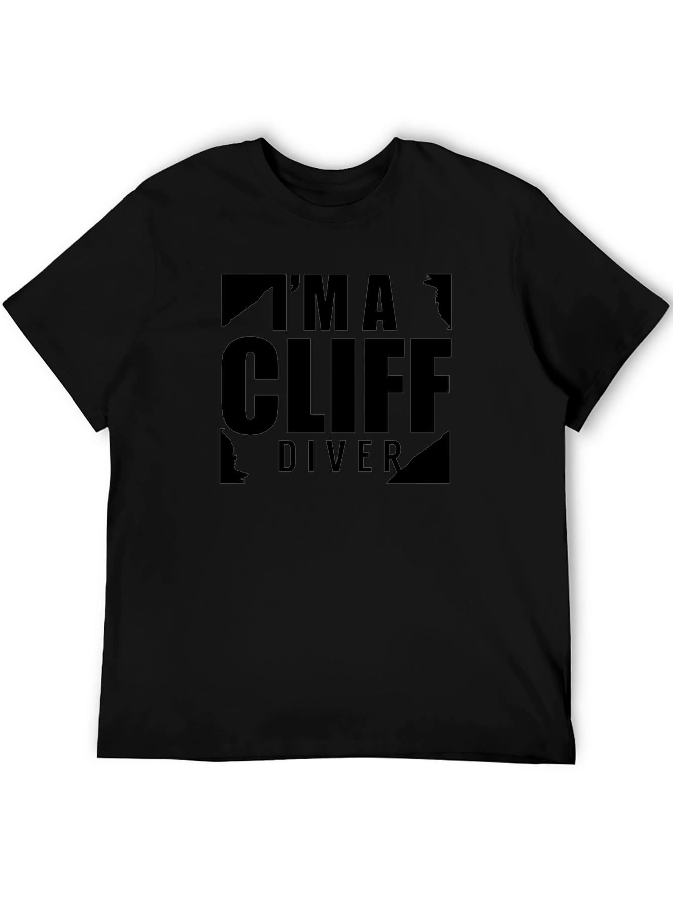 Cliff Diver Graphic Tee - Black Cotton T-Shirt