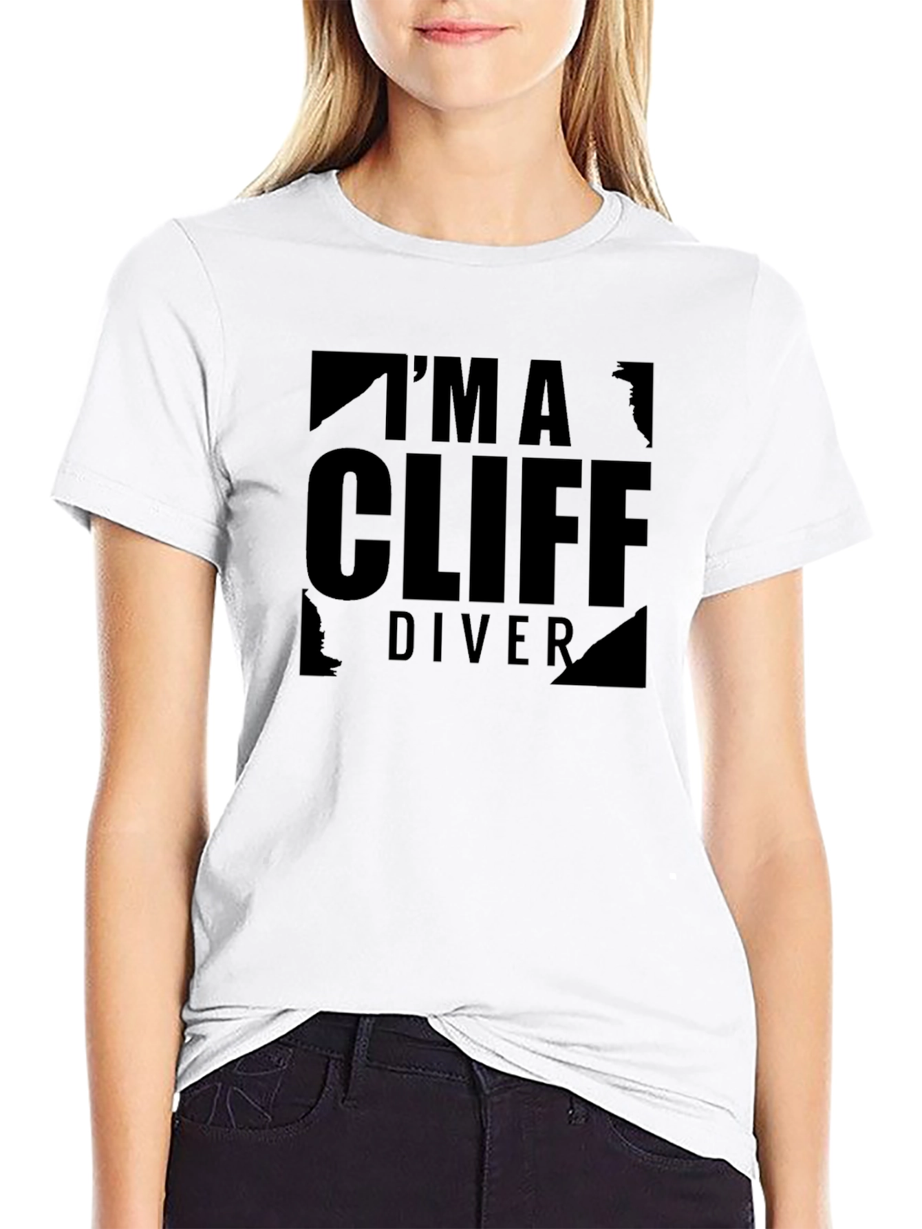 Cliff Diver Graphic Tee - Black Cotton T-Shirt