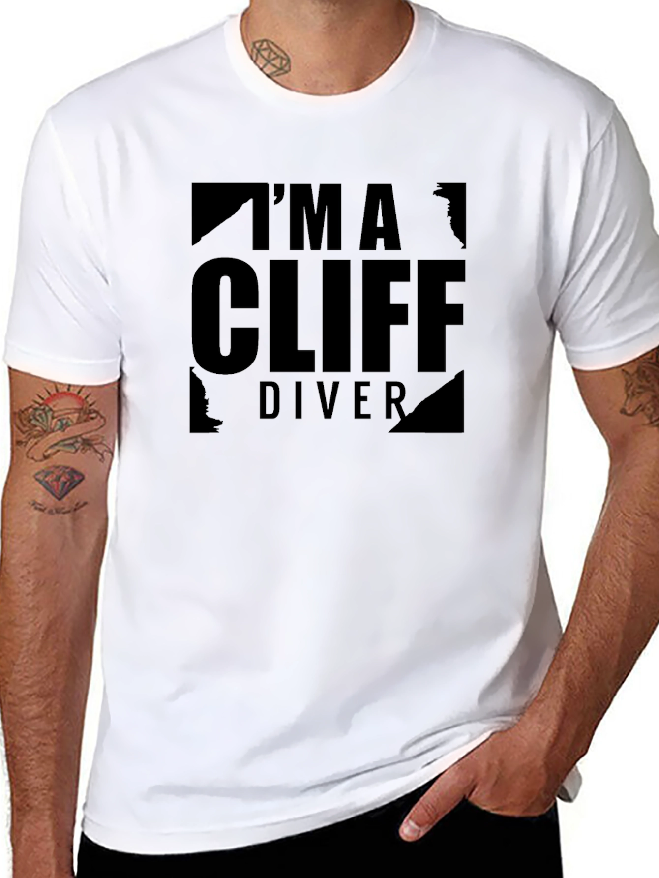 Cliff Diver Graphic Tee - Black Cotton T-Shirt