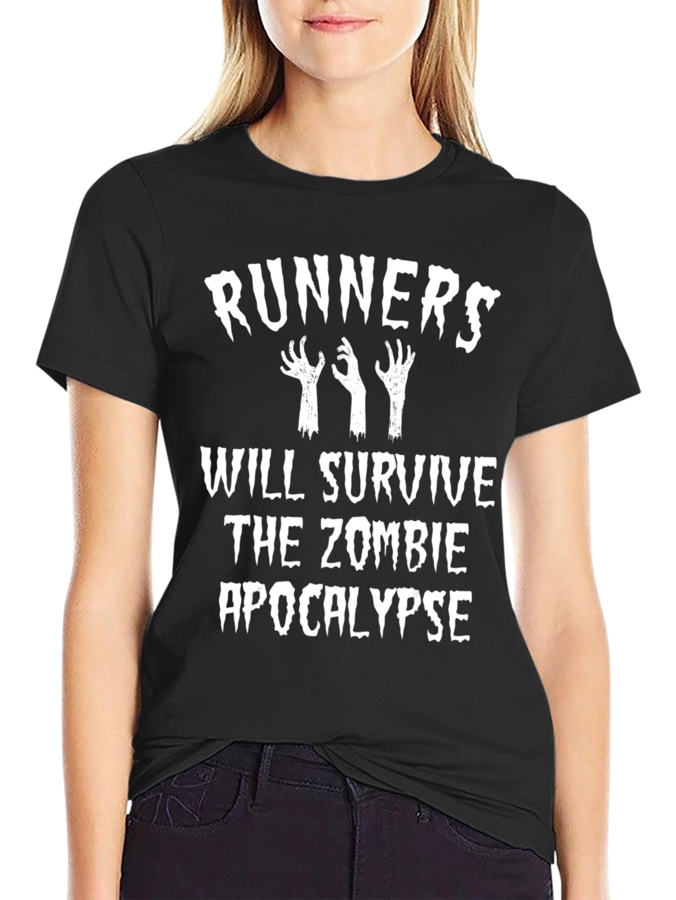 Runners Will Survive Zombie Apocalypse Black T-Shirt