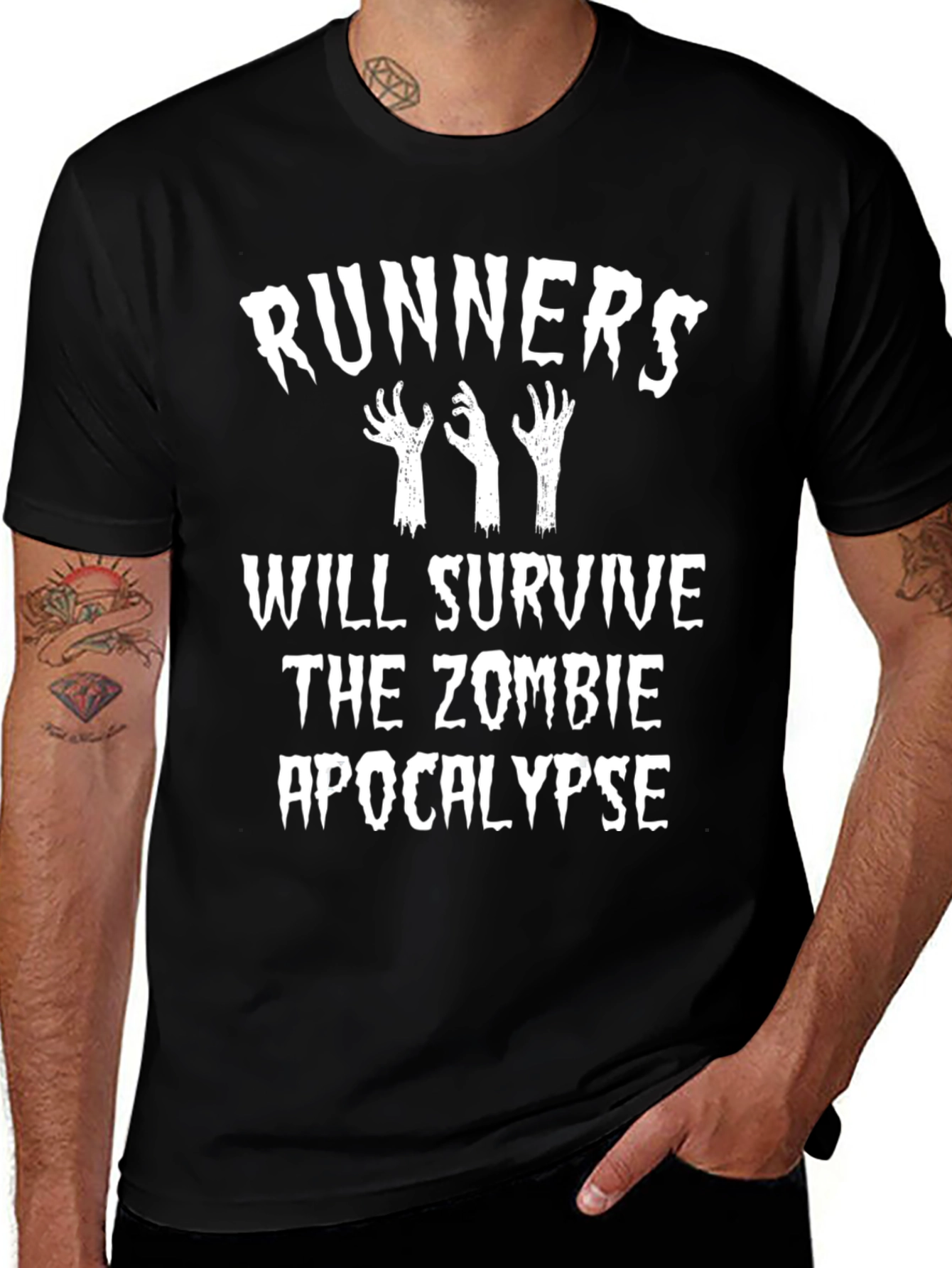 Runners Will Survive Zombie Apocalypse Black T-Shirt