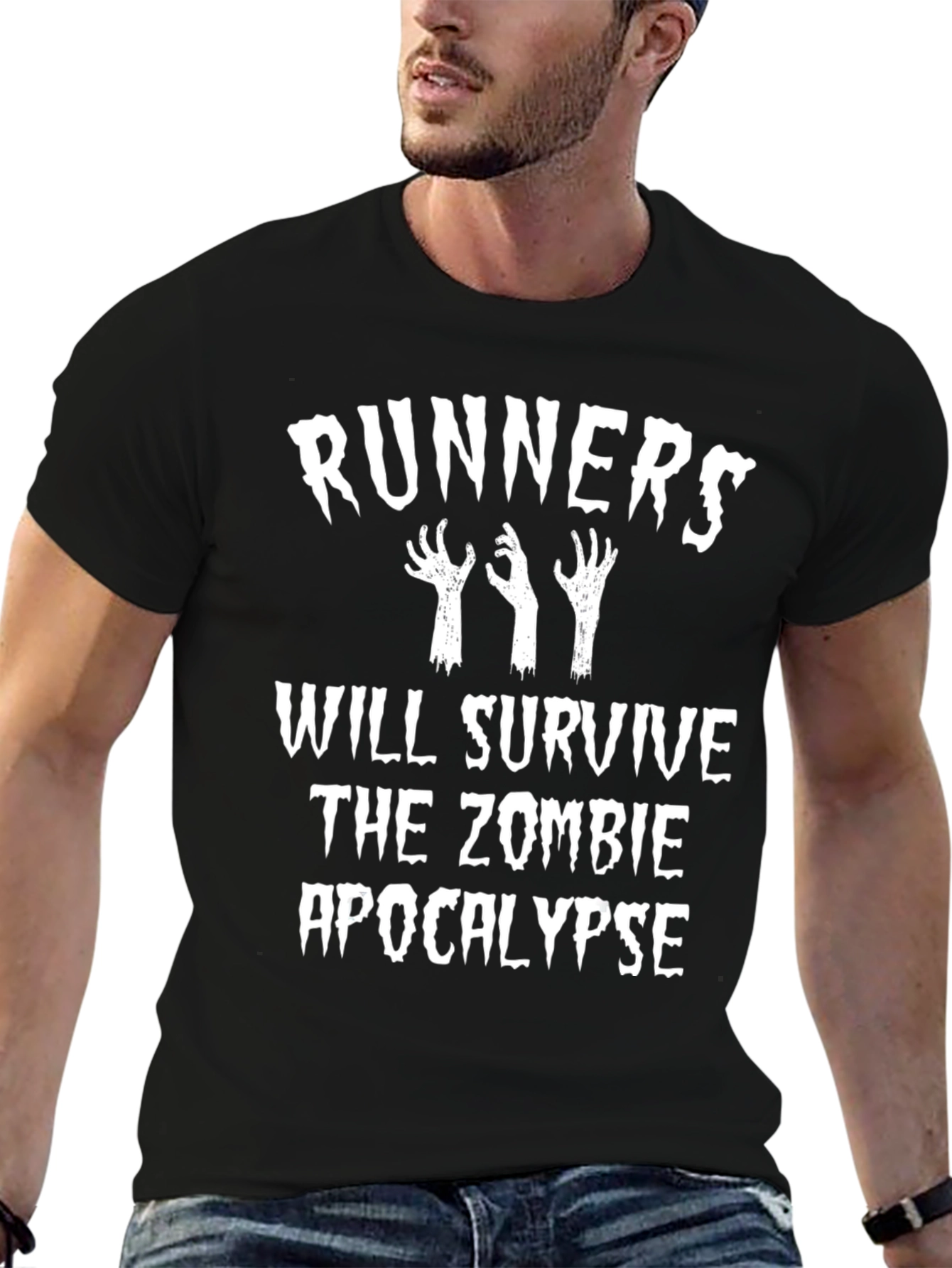 Runners Will Survive Zombie Apocalypse Black T-Shirt