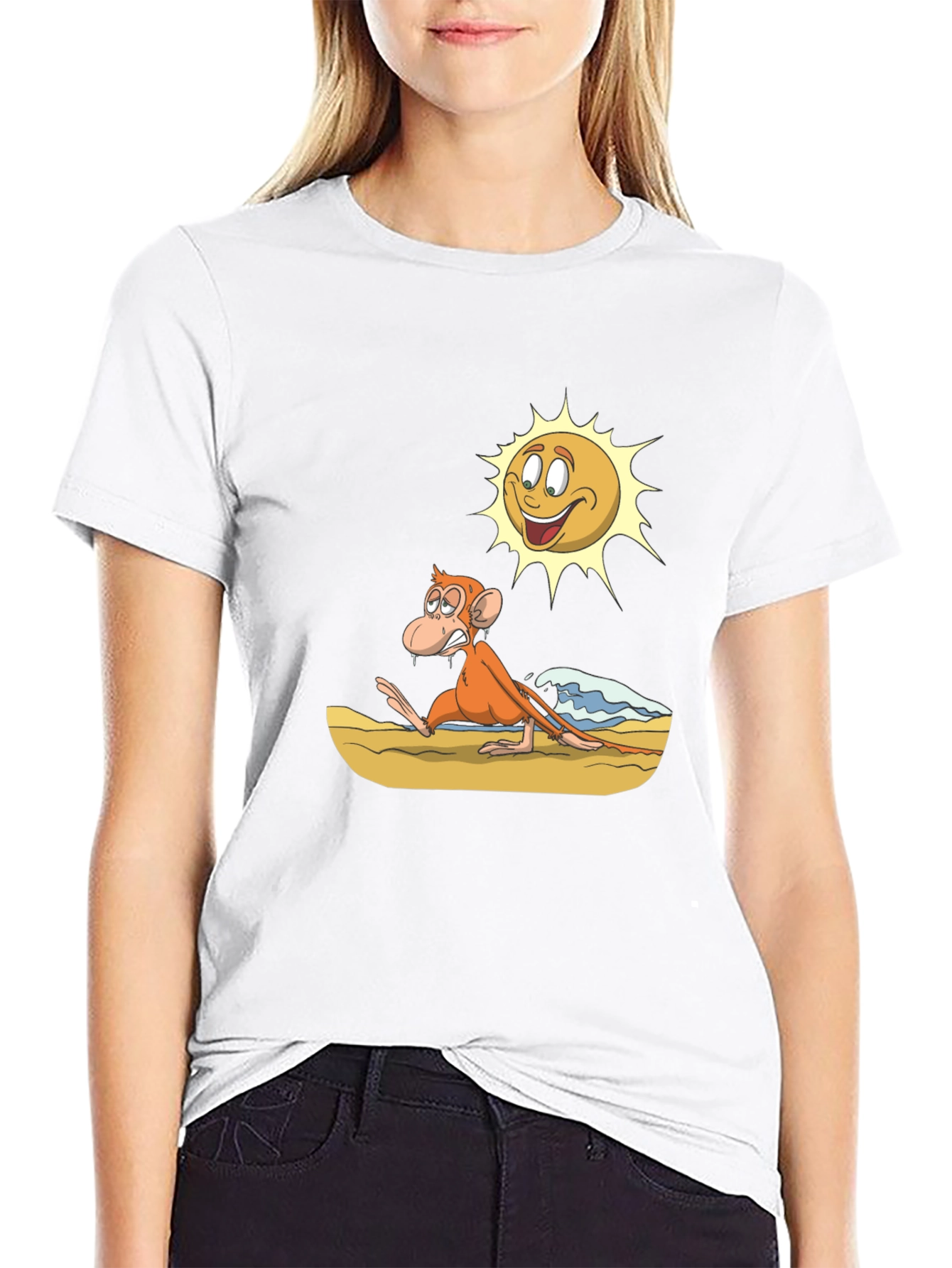 Funny Monkey Beach Cartoon T-Shirt