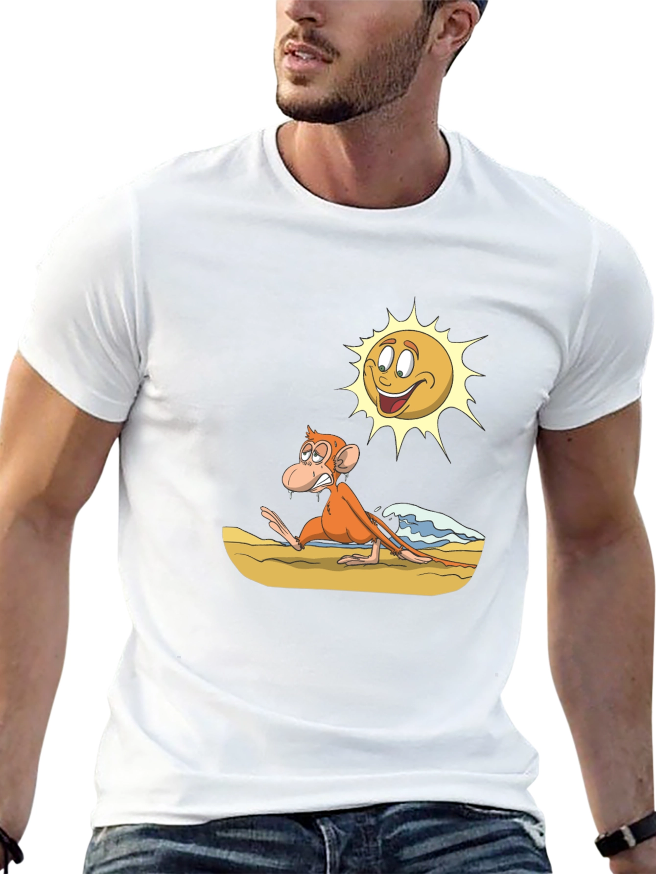 Funny Monkey Beach Cartoon T-Shirt