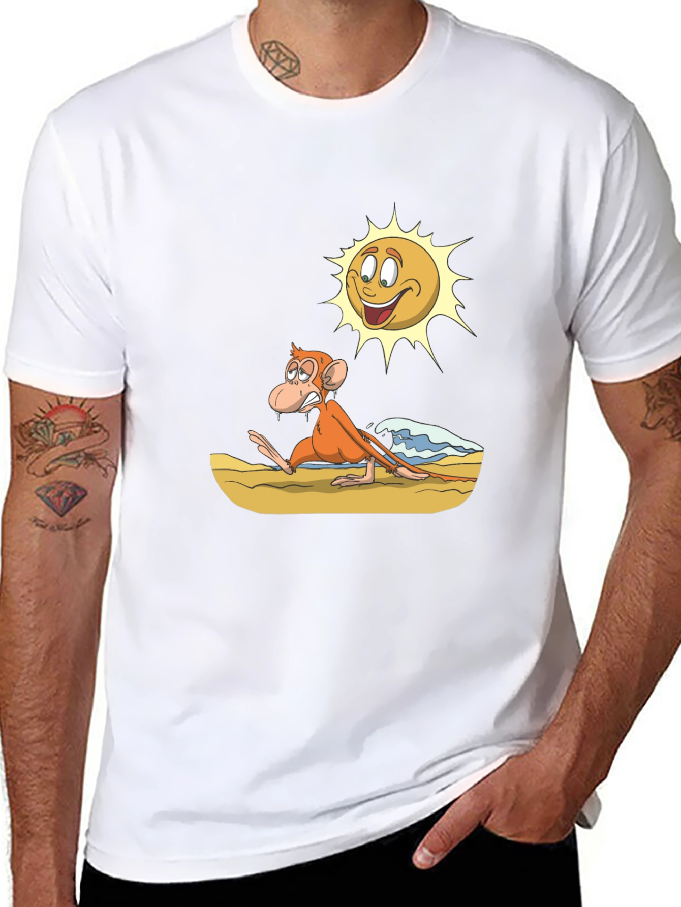 Funny Monkey Beach Cartoon T-Shirt
