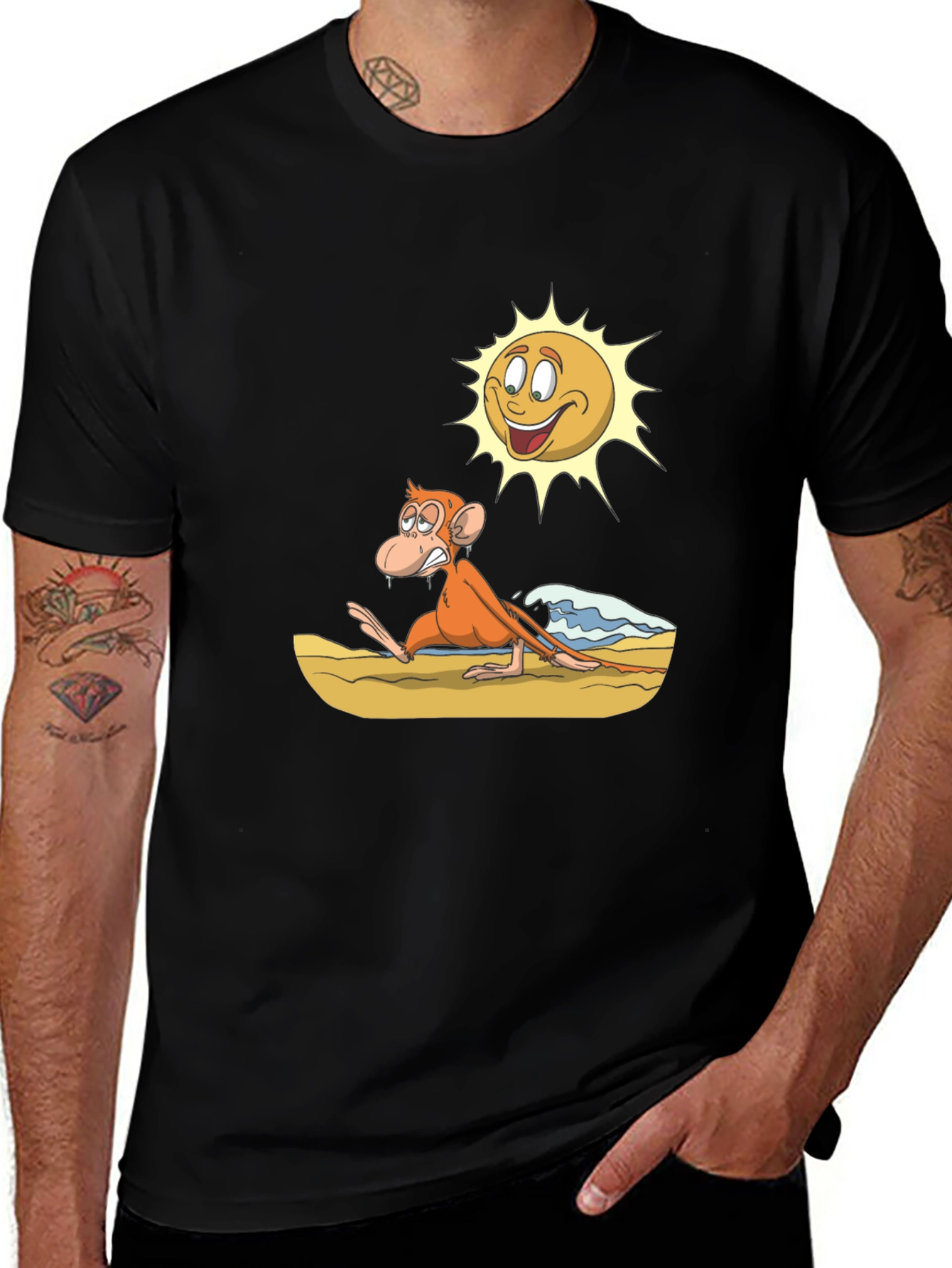 Funny Monkey Beach Cartoon T-Shirt