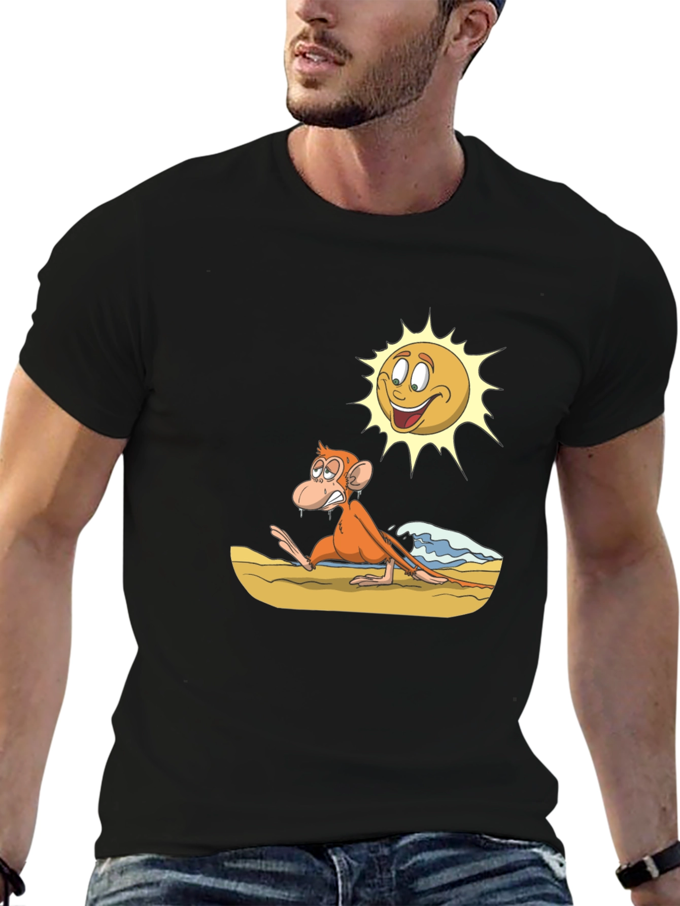 Funny Monkey Beach Cartoon T-Shirt
