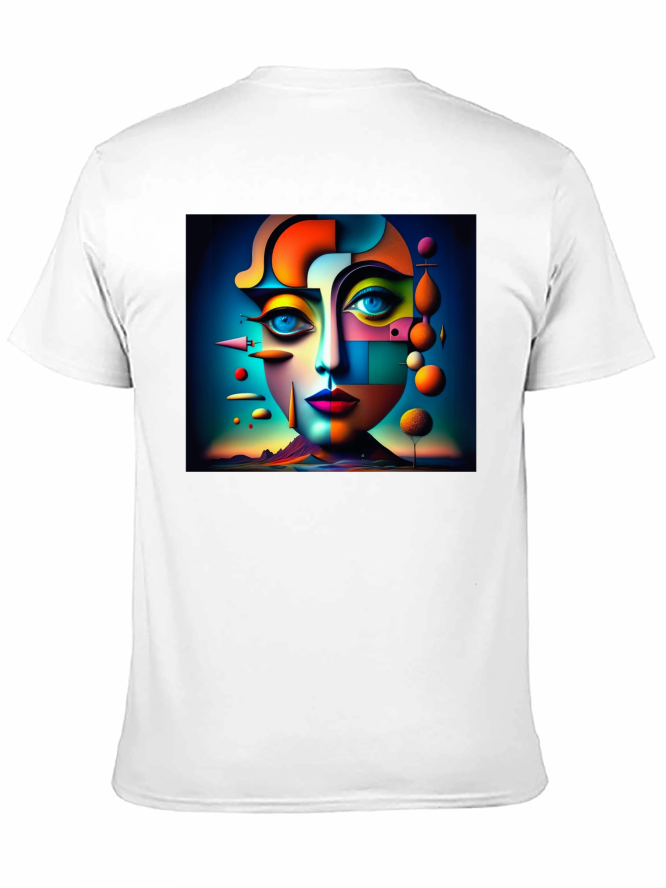Abstract Geometric Face Art Black T-Shirt