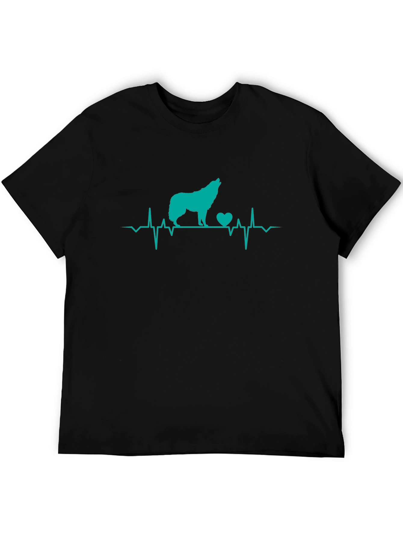 Wolf Heartbeat Graphic T-Shirt - Black