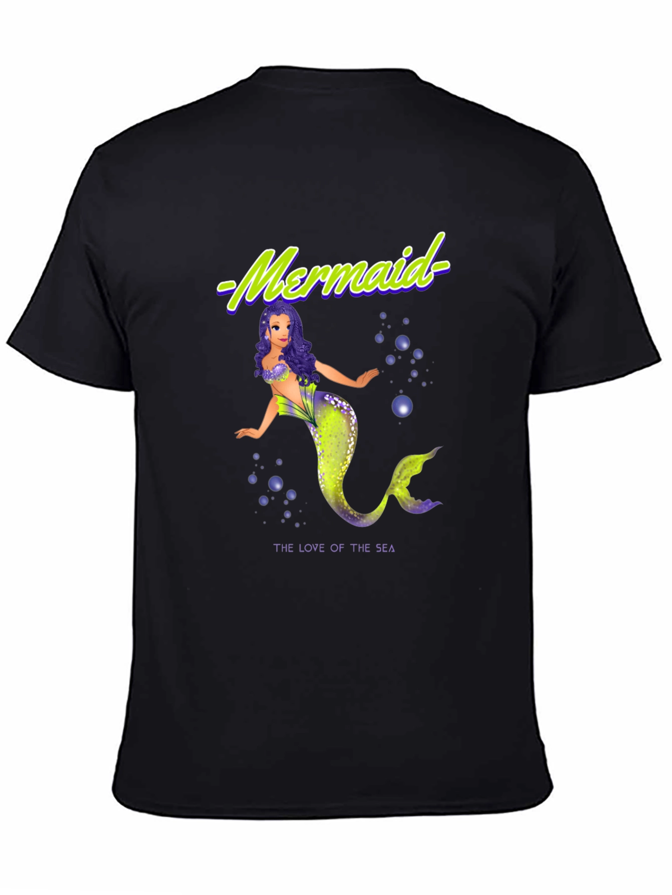 Mermaid Love of the Sea Graphic Black T-Shirt