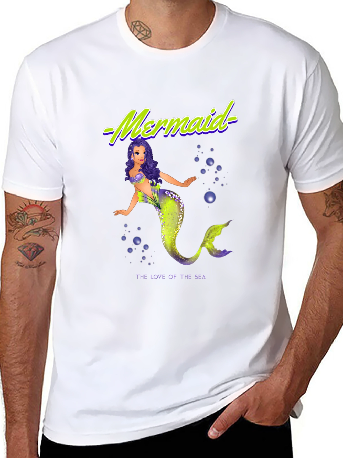 Mermaid Love of the Sea Graphic Black T-Shirt